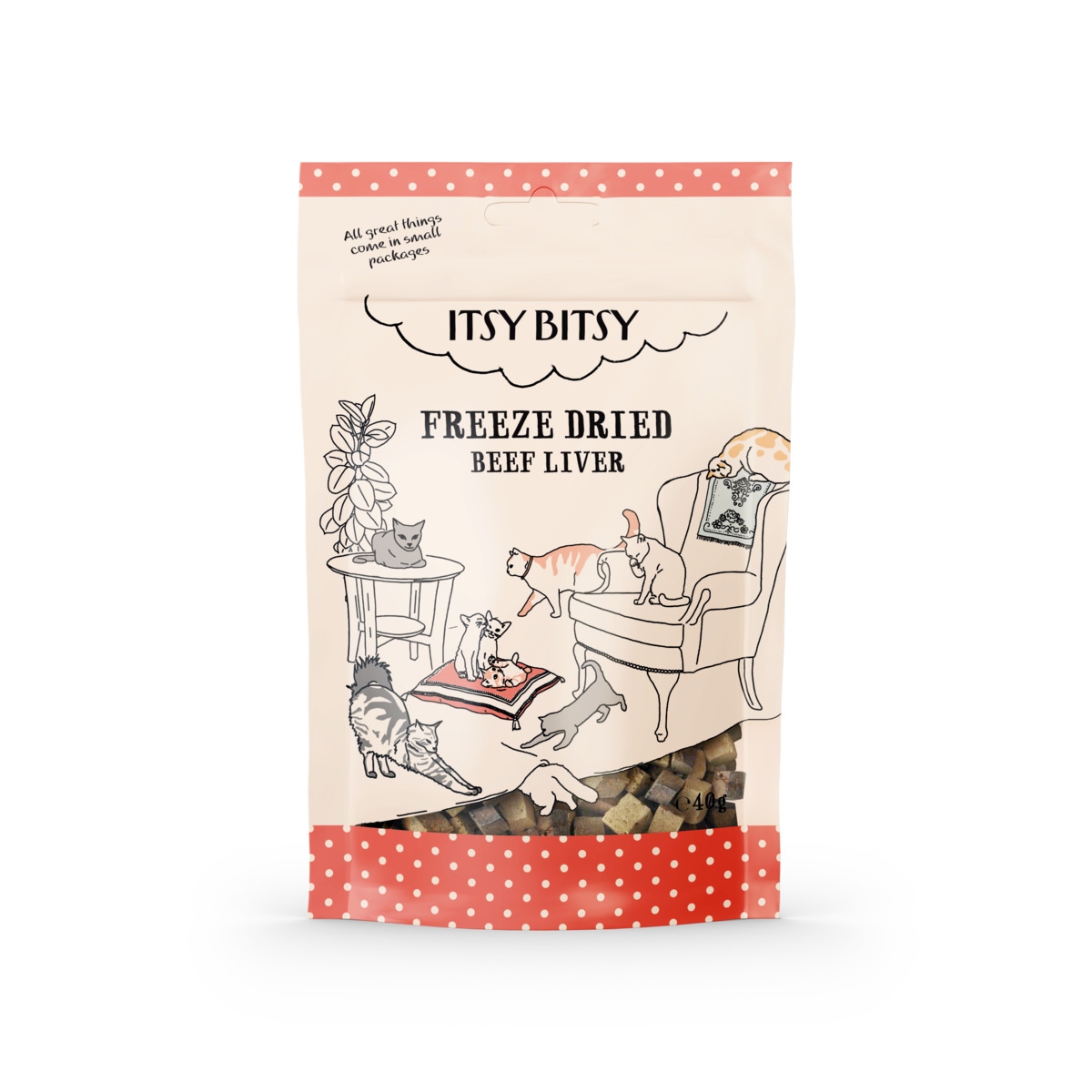 ItsyBitsy liofilizuotas skanėstas katėms, su jautienos kepenimis, 40g - 