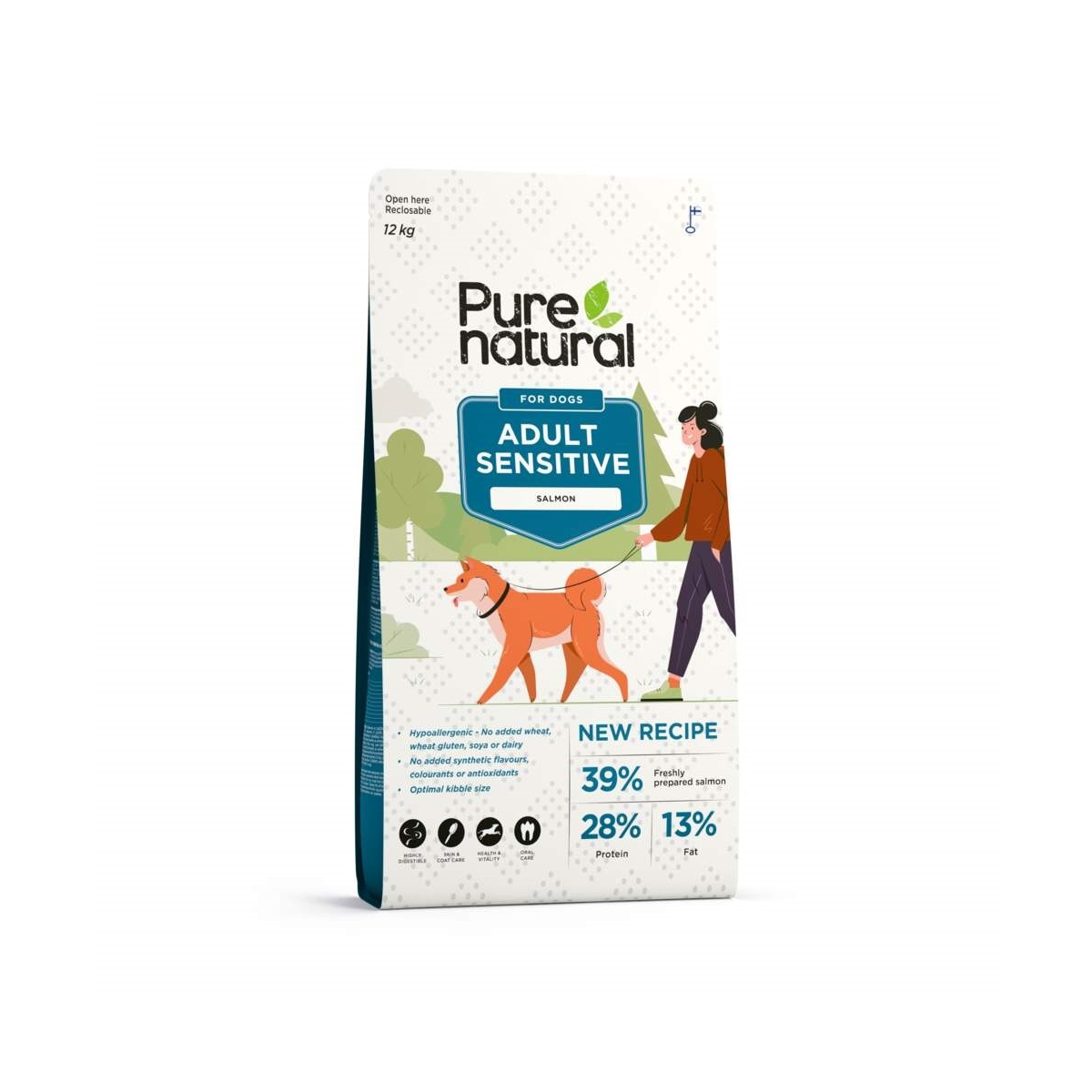 Purenatural Sensitive sausas maistas šunims su lašiša, 12 kg -  1