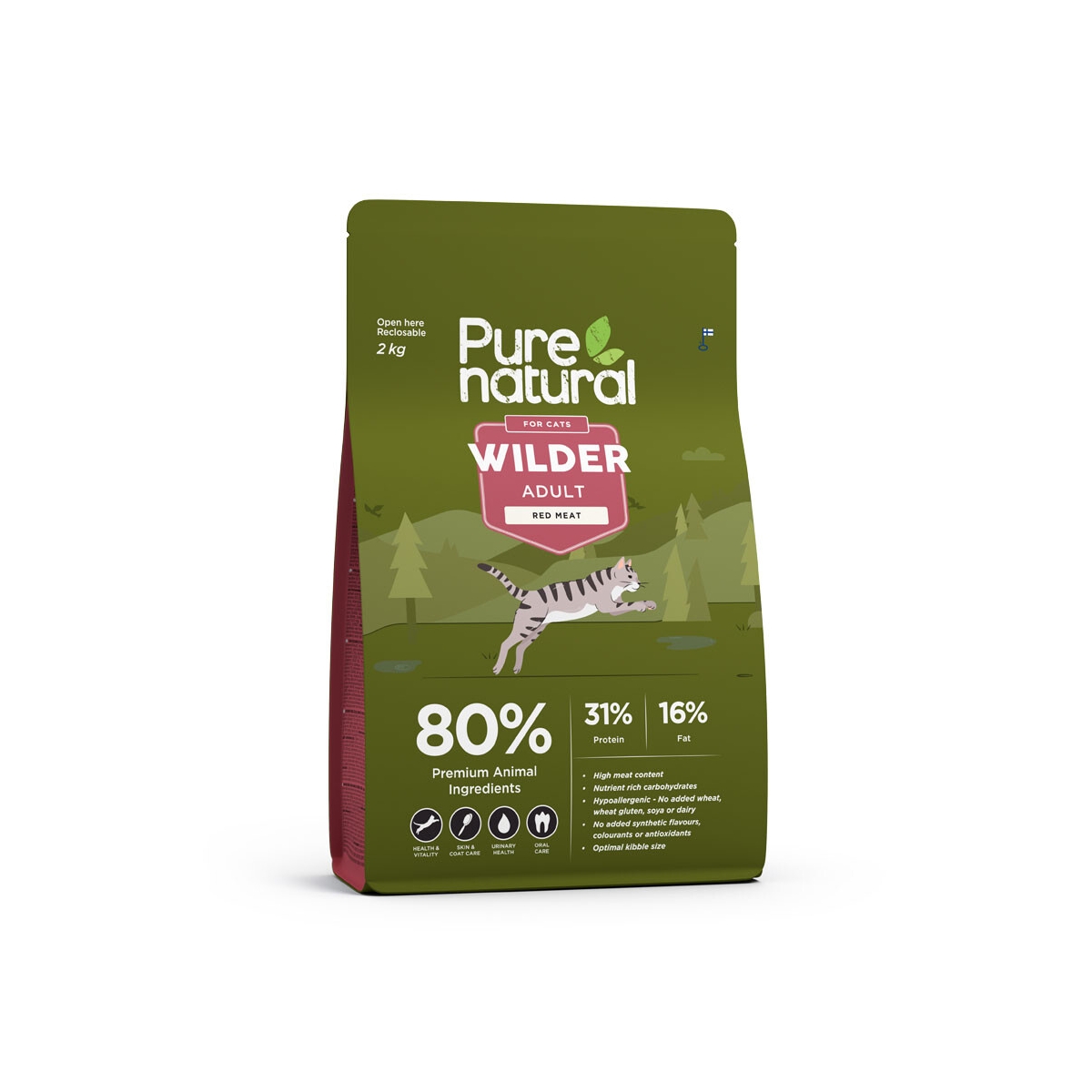 PURENATURAL WILDER SAUSAS MAISTAS KATĖMS SU RAUDONA MĖSA, 2 KG - 