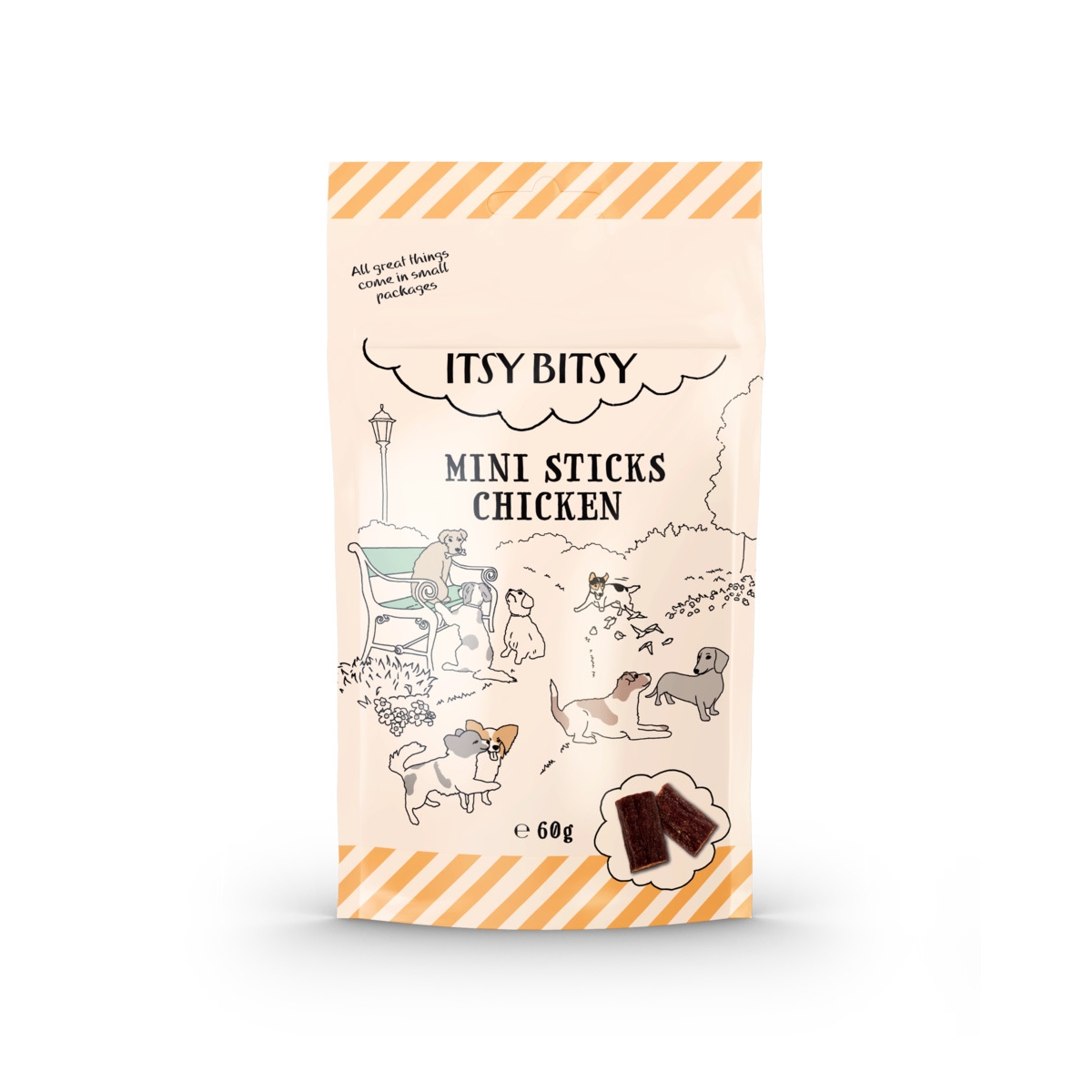 ItsyBitsy šunų skanėstas – vištienos lazdelės, 60 g - 