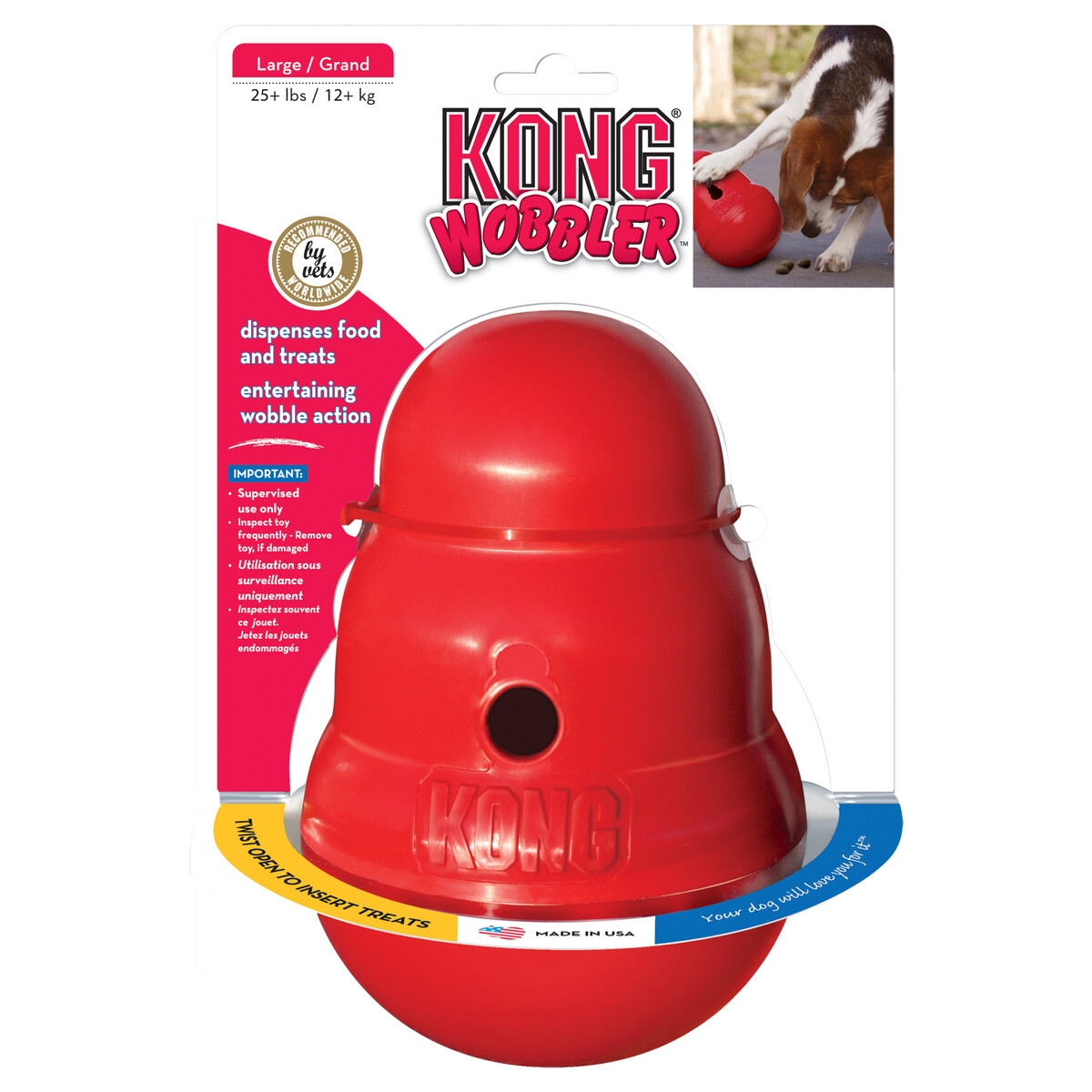 KONG WOBBLER UŽPILDOMAS ŽAISLAS ŠUNIMS, S DYDŽIO, RAUDONAS - 