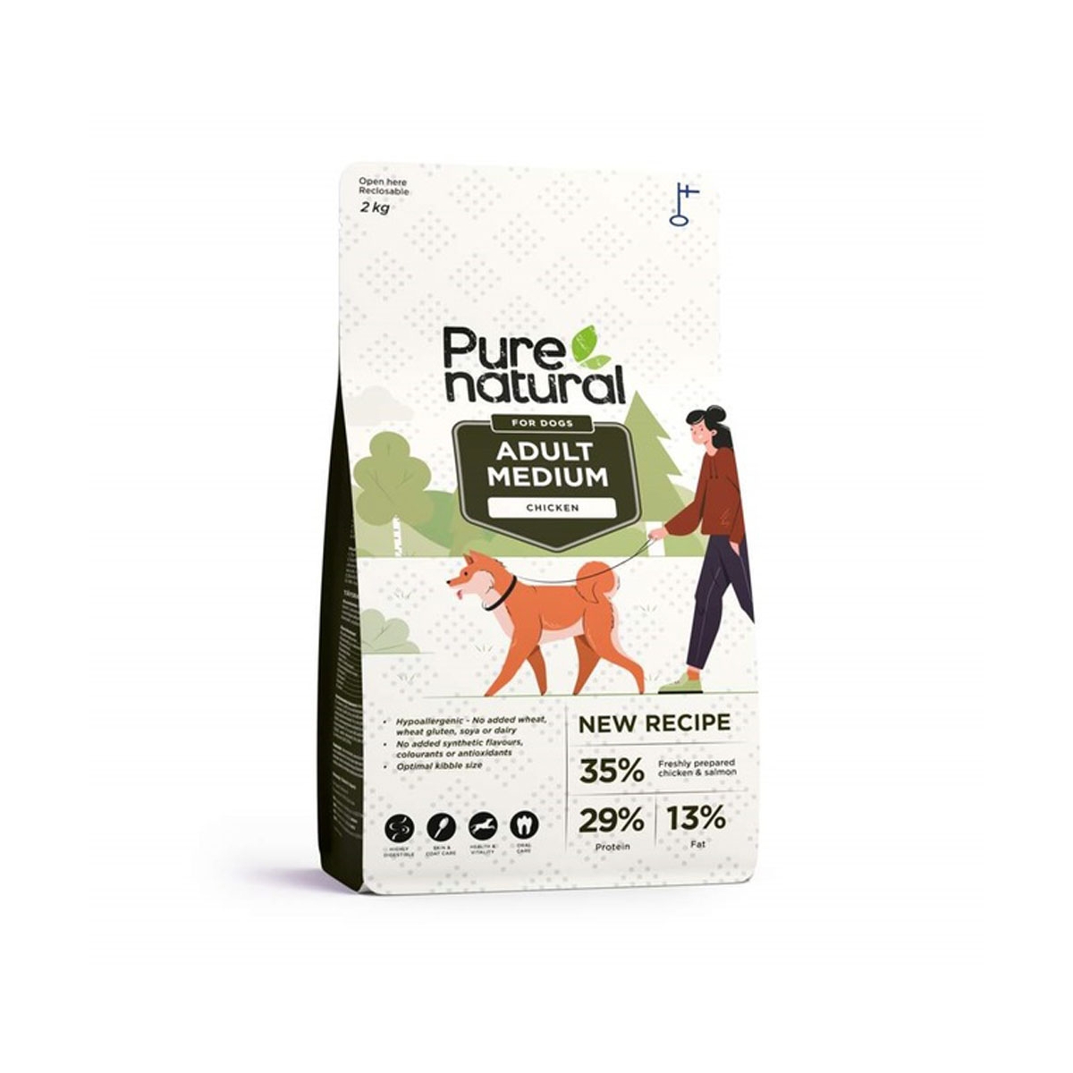 Purenatural sausas maistas vidutinių veislių šunims su vištiena, 2 kg -  1
