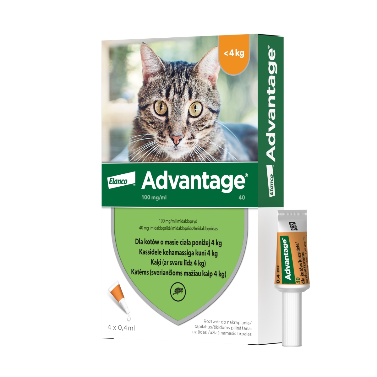 Advantage lašinamas antiparazitinis tirpalas katėms, 0,4ml, 1 vnt. - 