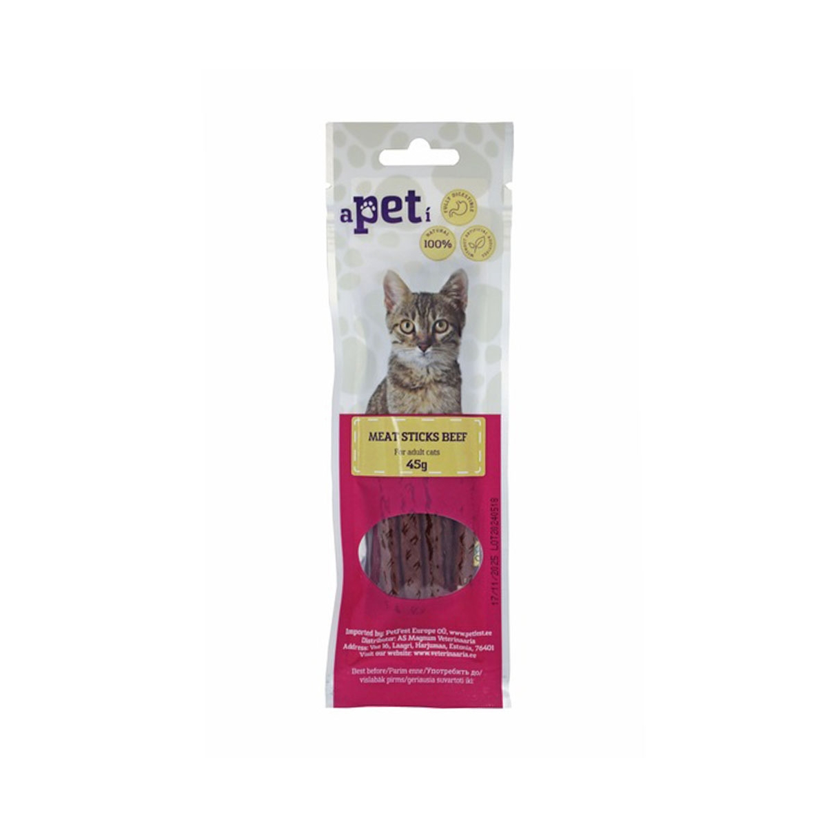 Apeti jautienos lazdelės katėms, 45 g - 