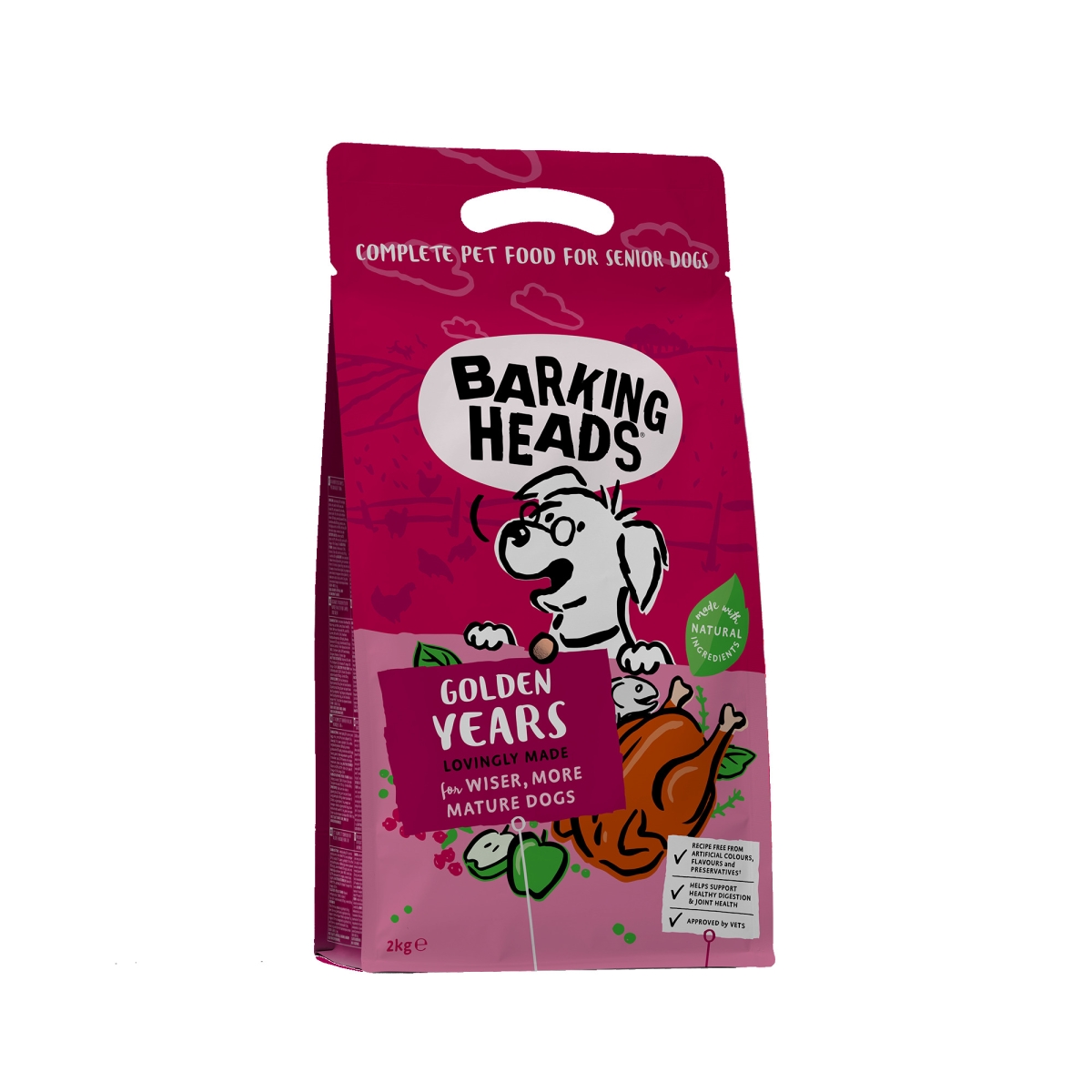 Barking Heads Golden Years sausas maistas šunims senjorams, 2 kg