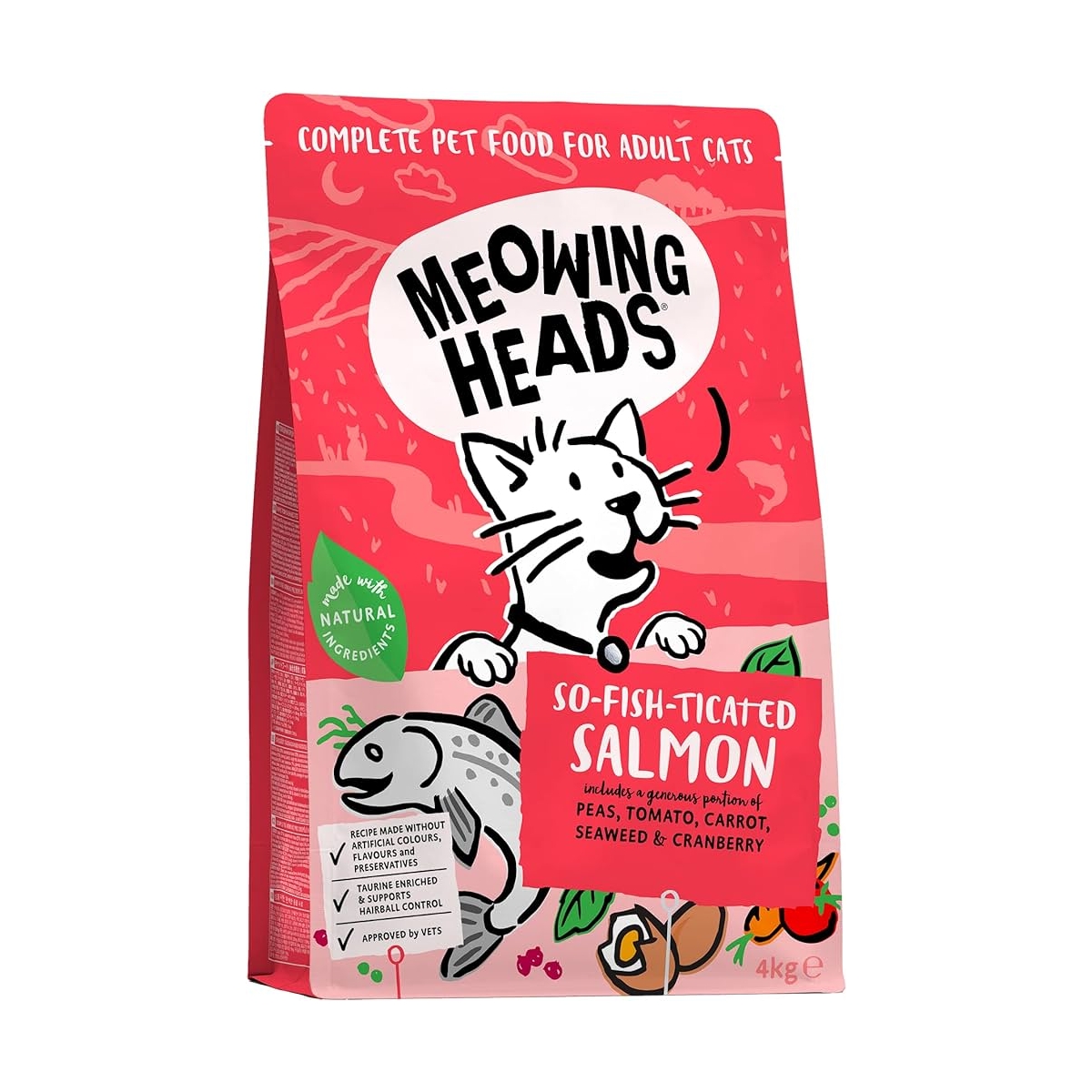Meowing Heads So-Fish-Ticated sausas maistas katėms su lašiša, 4kg -  1