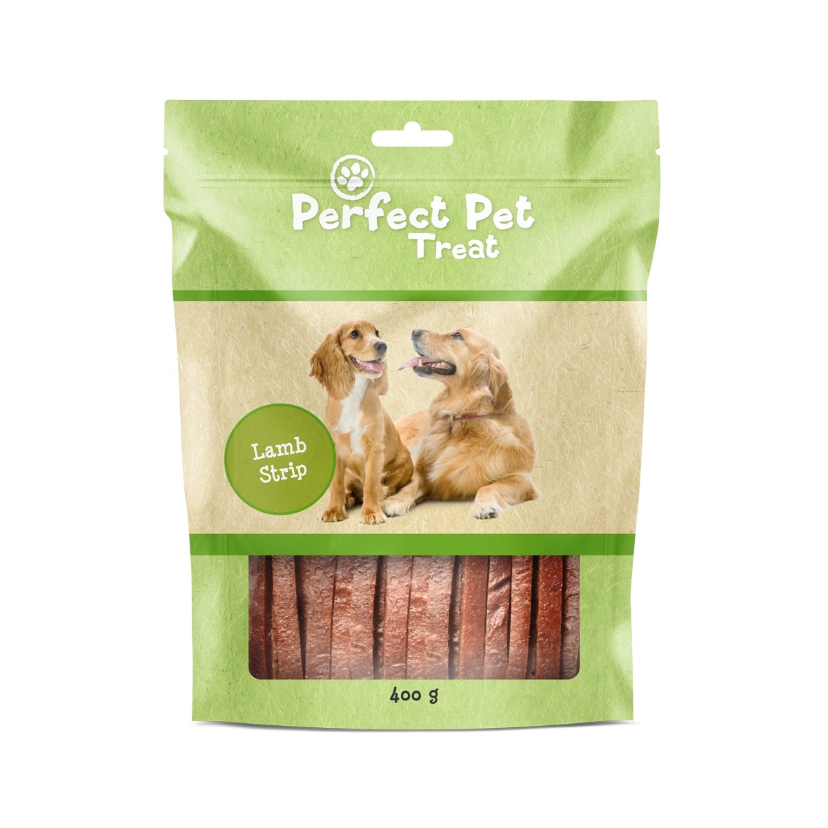 Perfect Pet džiovintos juostelės šunims, su ėriena, 400g - 
