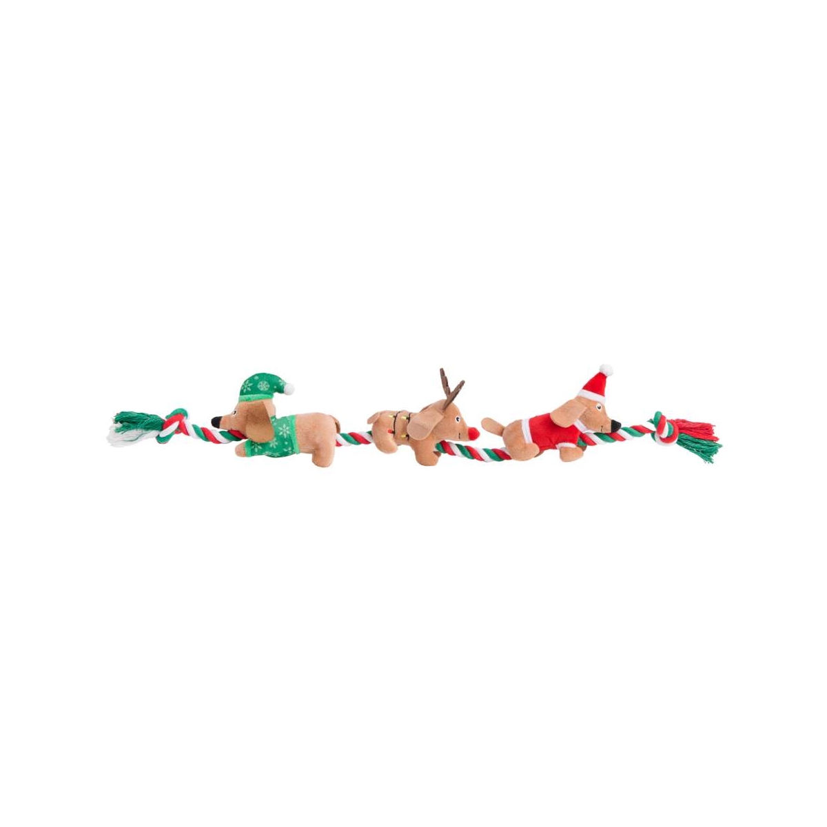 Little & Bigger kalėdinis šunų žaislas, taksai ant virvelės - 