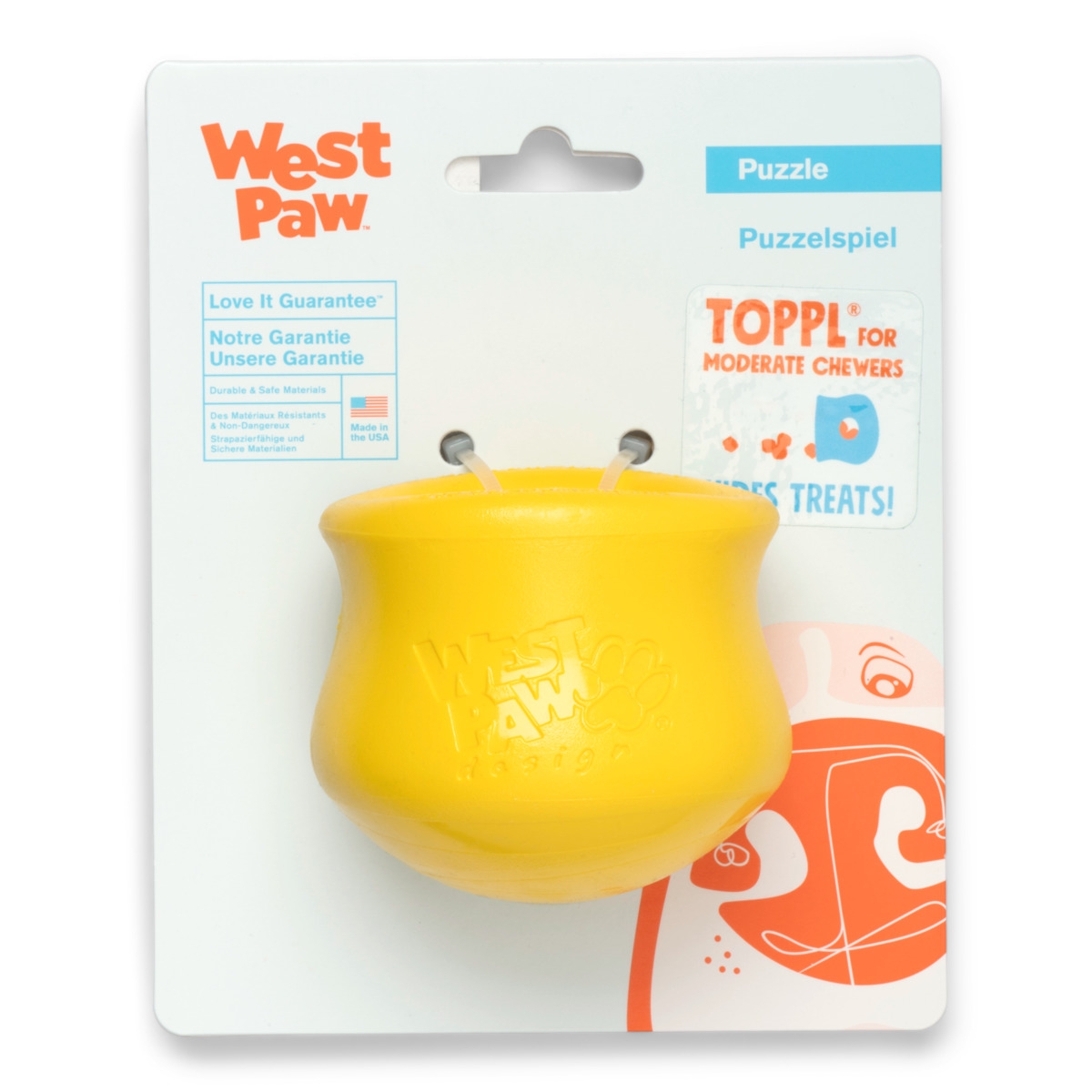 WEST PAW TOPPL UŽPILDOMAS ŽAISLAS ŠUNIMS, S DYDŽIO, GELTONAS - 