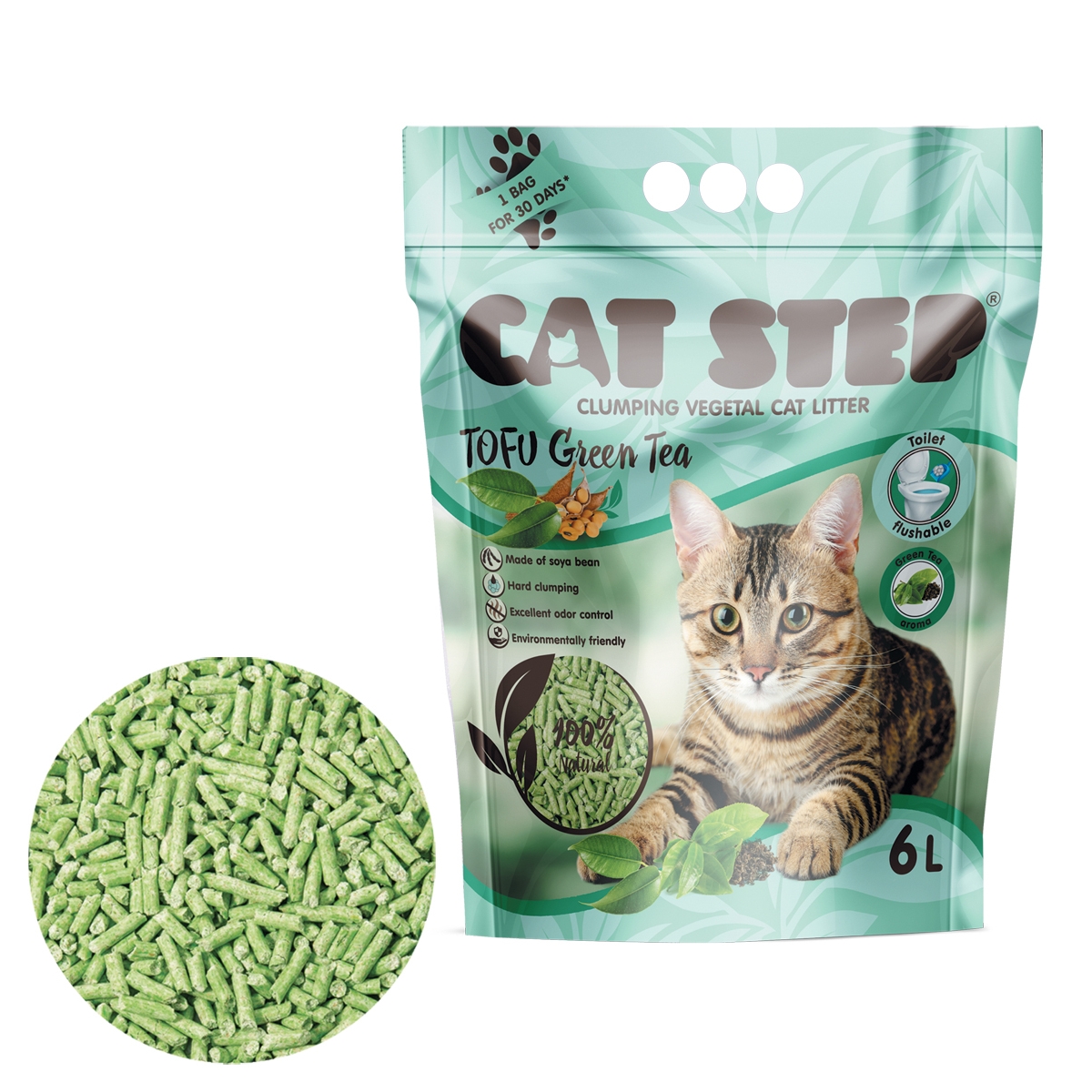 Cat Step Tofu kraikas katėms su žaliosios arbatos ekstraktu 2,7 kg/6 l - 