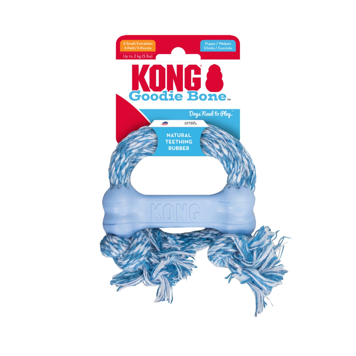 KONG Puppy Goodie Bone™ su virve, XS dydis, 2,79×8,26×1,78cm - 