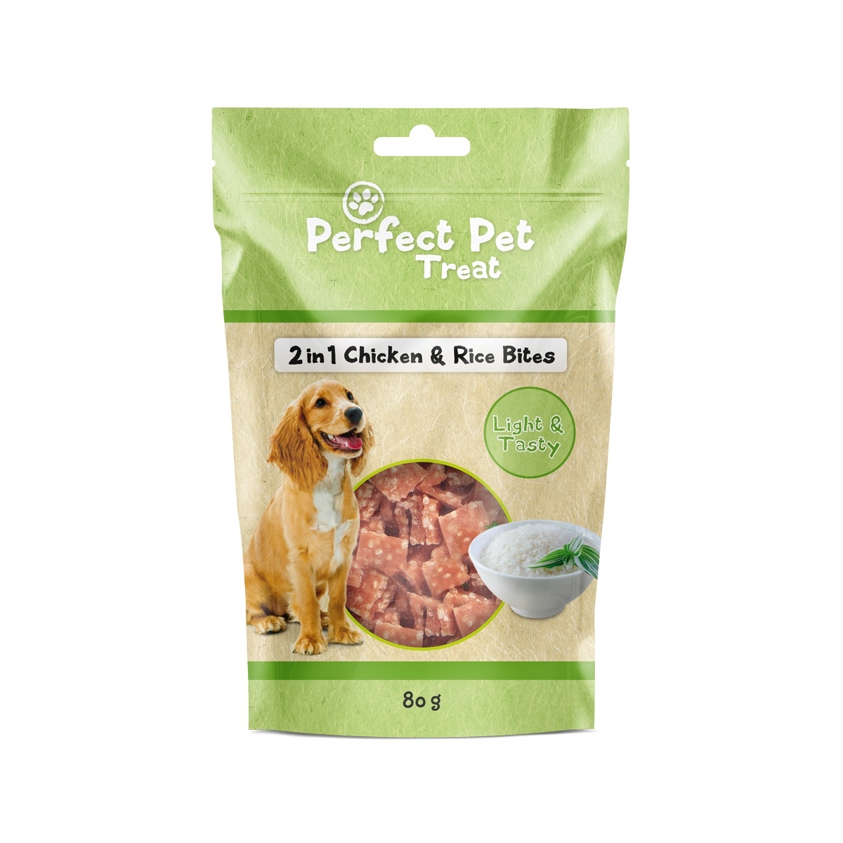 Perfect Pet 2IN1 skanėstai šunims, su vištiena ir ryžiais, 80g - 