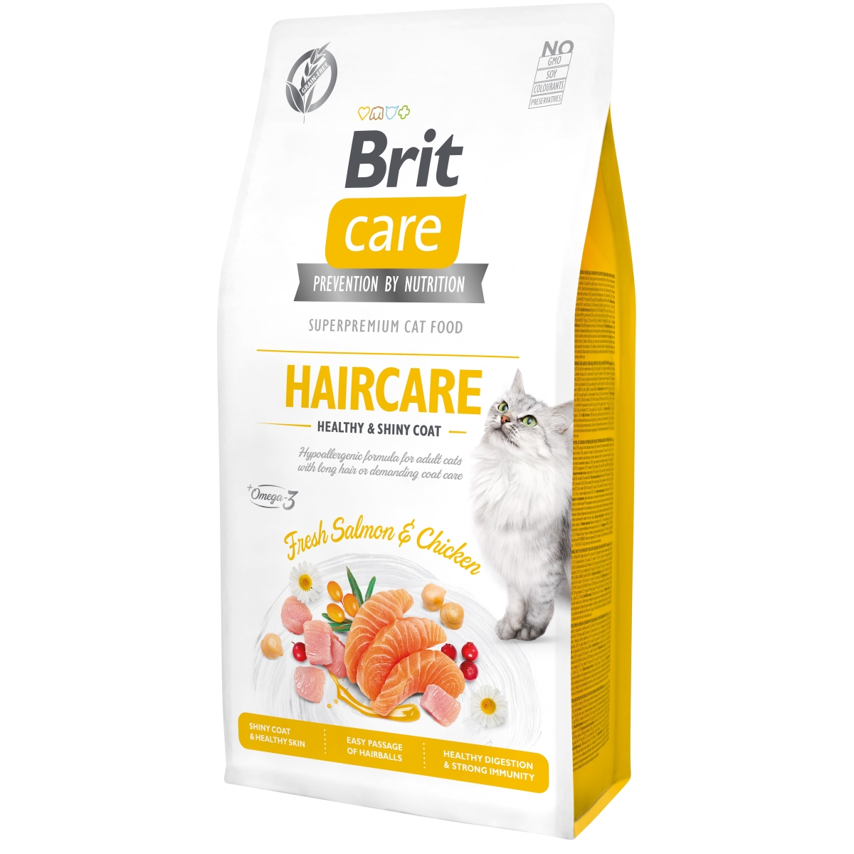 Brit Care Haircare sausas maistas katėms su vištiena ir lašiša, 400 g - 