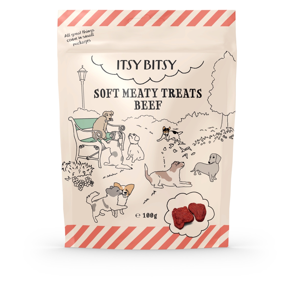 ItsyBitsy minkštas skanėstas šunims, su jautiena, 100 g - 