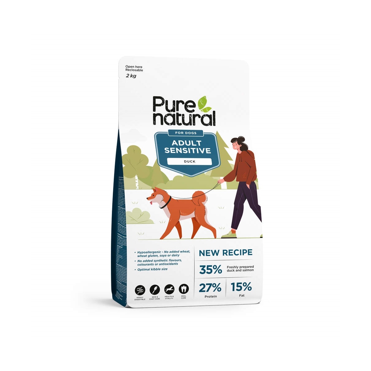 Purenatural Sensitive sausas maistas šunims su antiena, 2 kg -  1