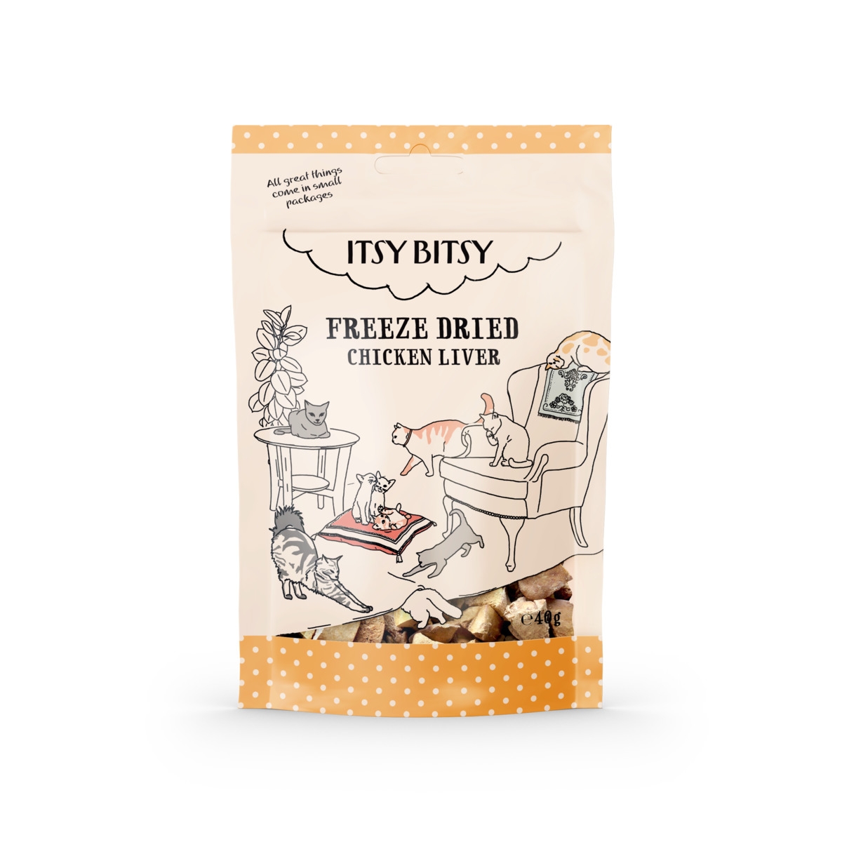 ItsyBitsy liofilizuotas skanėstas katėms, su vištienos kepenimis, 40g - 