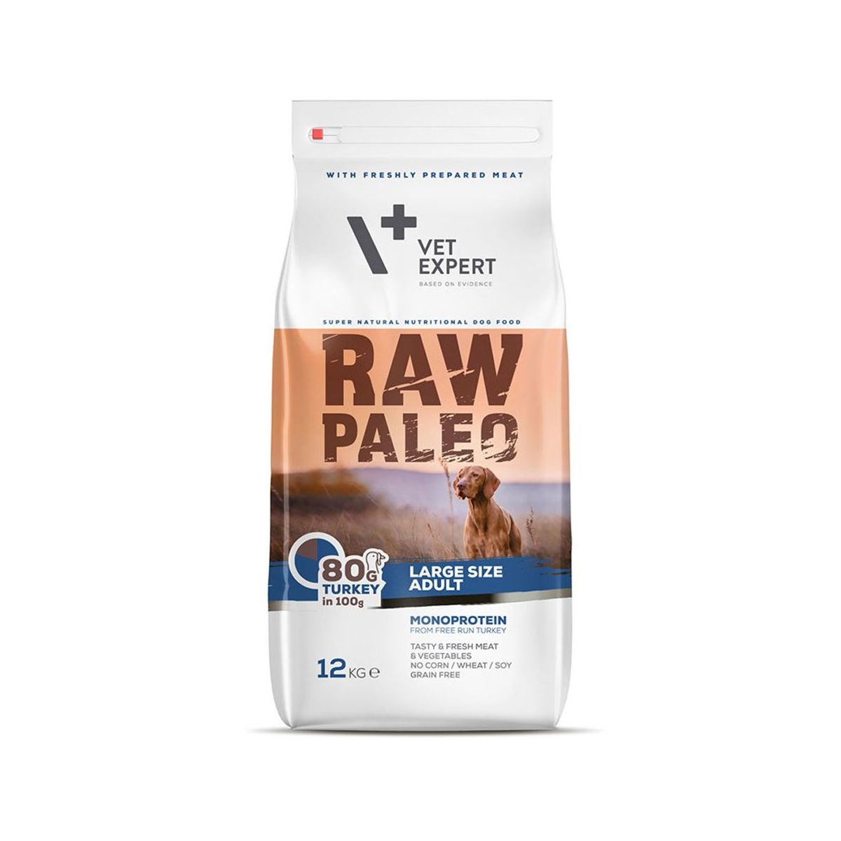 Raw Paleo Adult Large Breed sausas maistas šunims su kalakutiena, 12kg - 