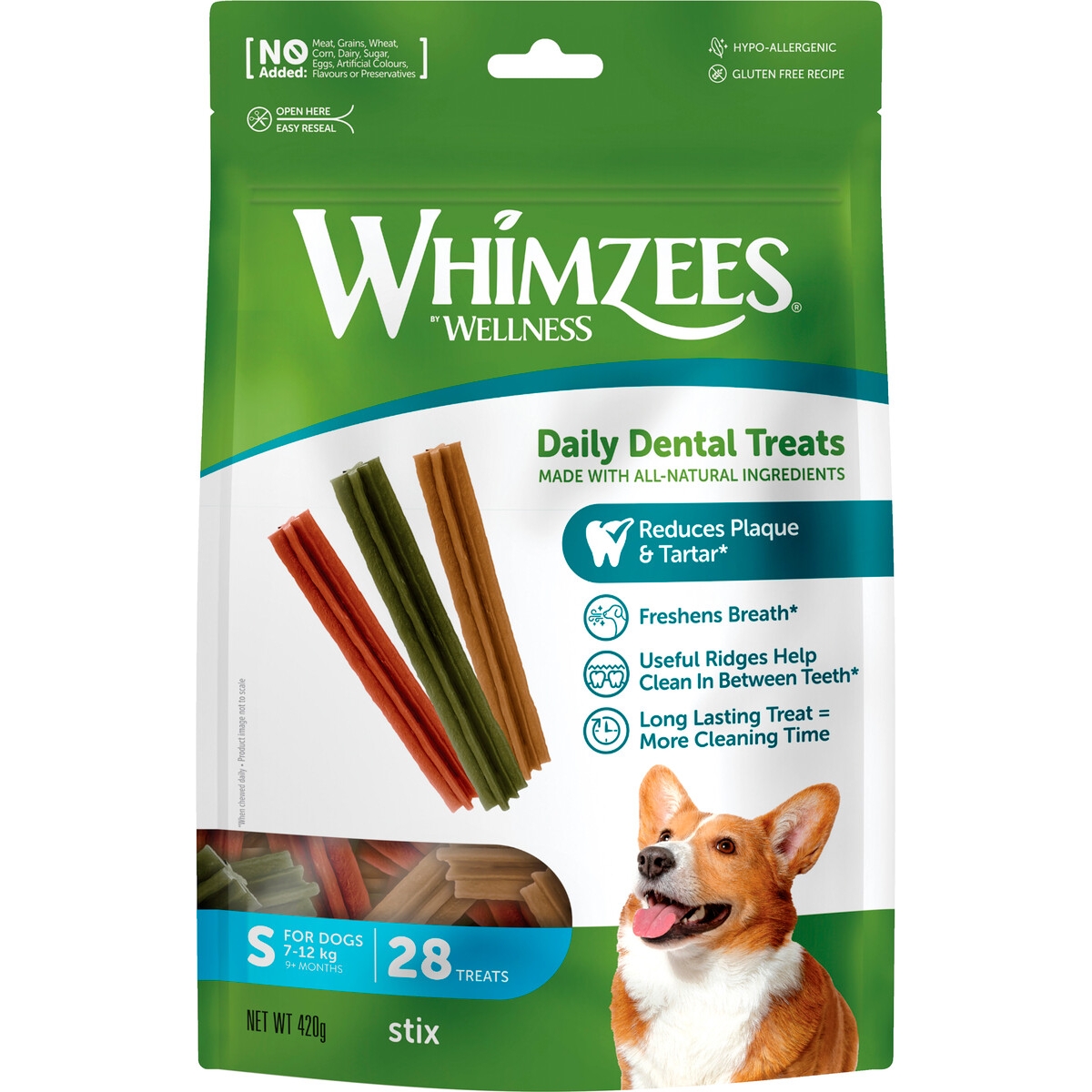 Whimzees dantų priežiūros lazdelės šunims, S28 x 15g - 