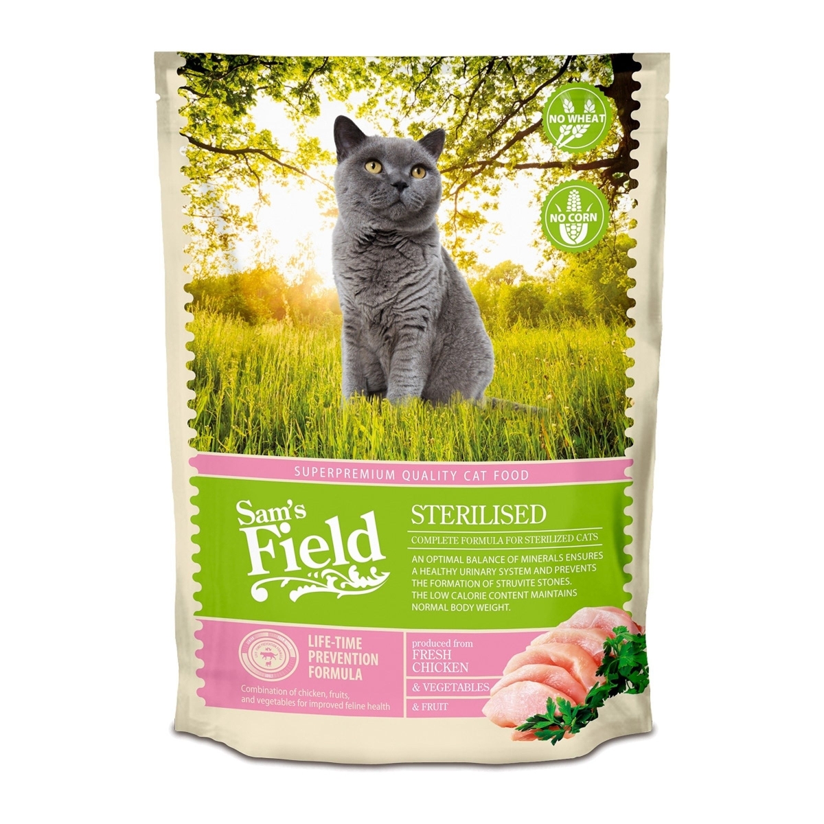 Sam's Field Sterilized sausas maistas katėms, 2,5kg - 
