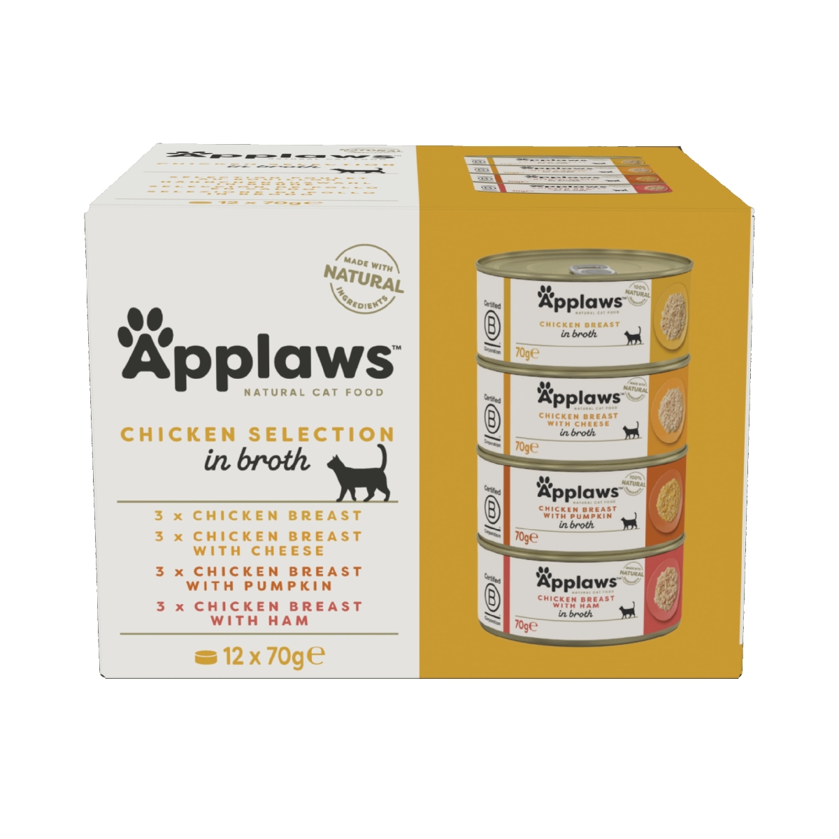 Applaws konservai katėms su vištiena,12 x 70 g - 