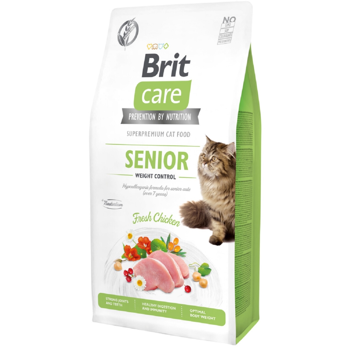 Brit Care begrūdis maistas Senior/Svorio kontrolė katėms, 400 g - 