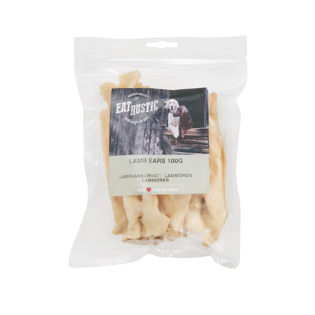 Eat Rustic natūralus kramtomas užkandis šunims – avies ausys, 100g - 
