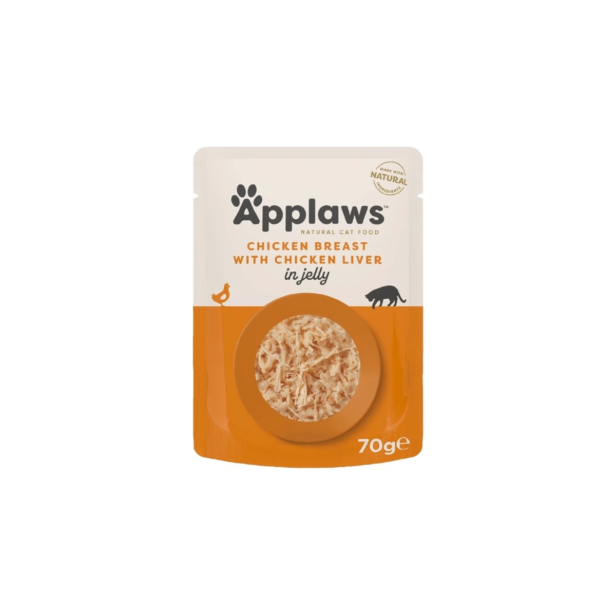 Applaws šlapias maistas katėms, su vištiena ir kepenimis, želėje, 70 g - 