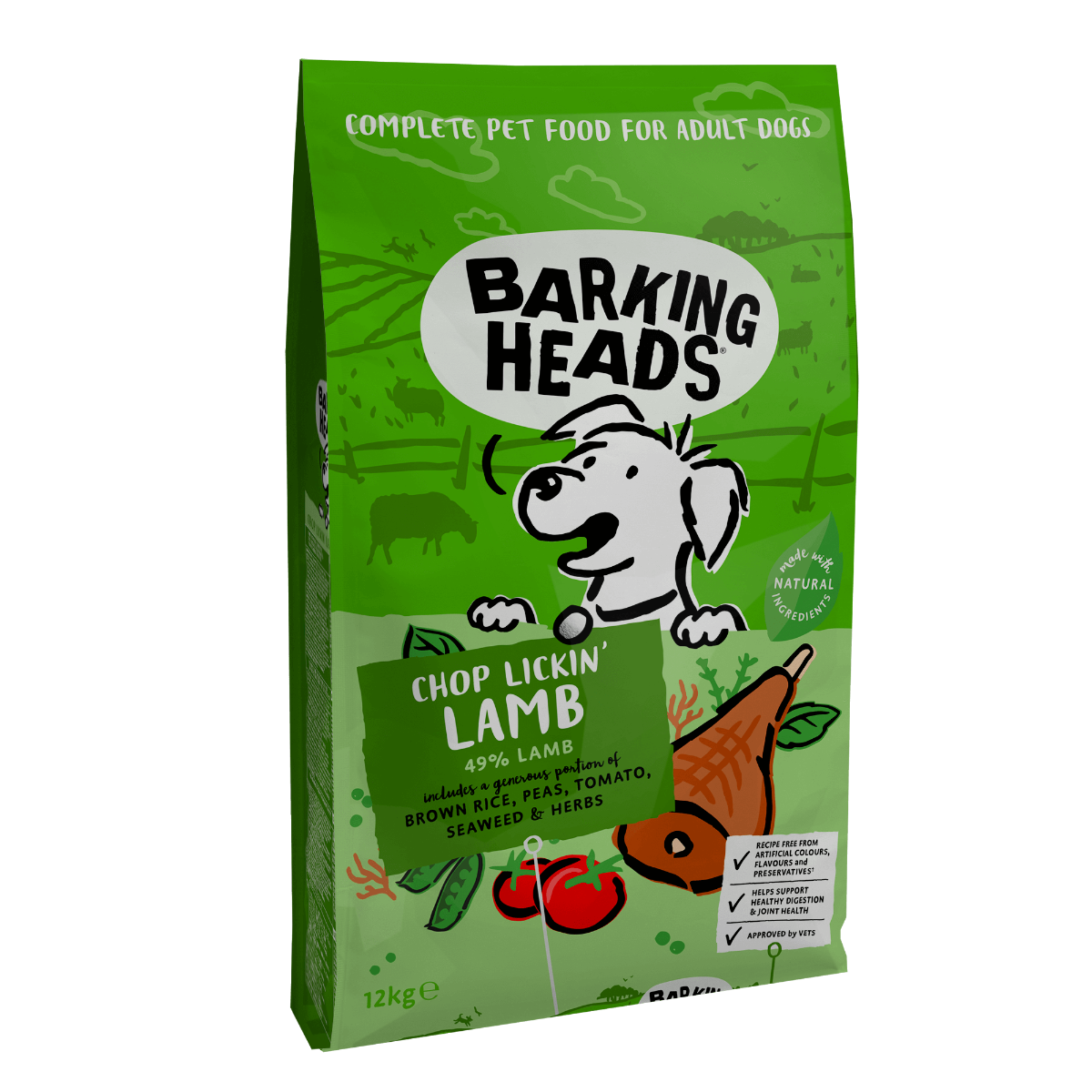 Barking Heads Chop Lickin' Lamb maistas šunims su ėriena, 12 kg