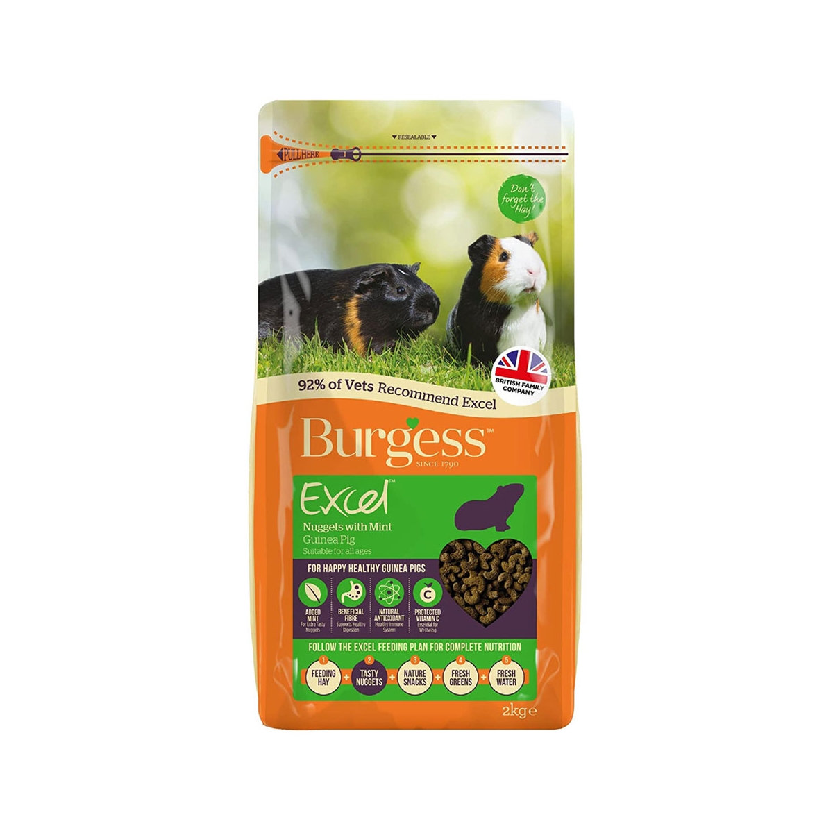Burgess Excel maistas suaugusioms jūrų kiaulytėms su mėtomis, 2 kg -  1