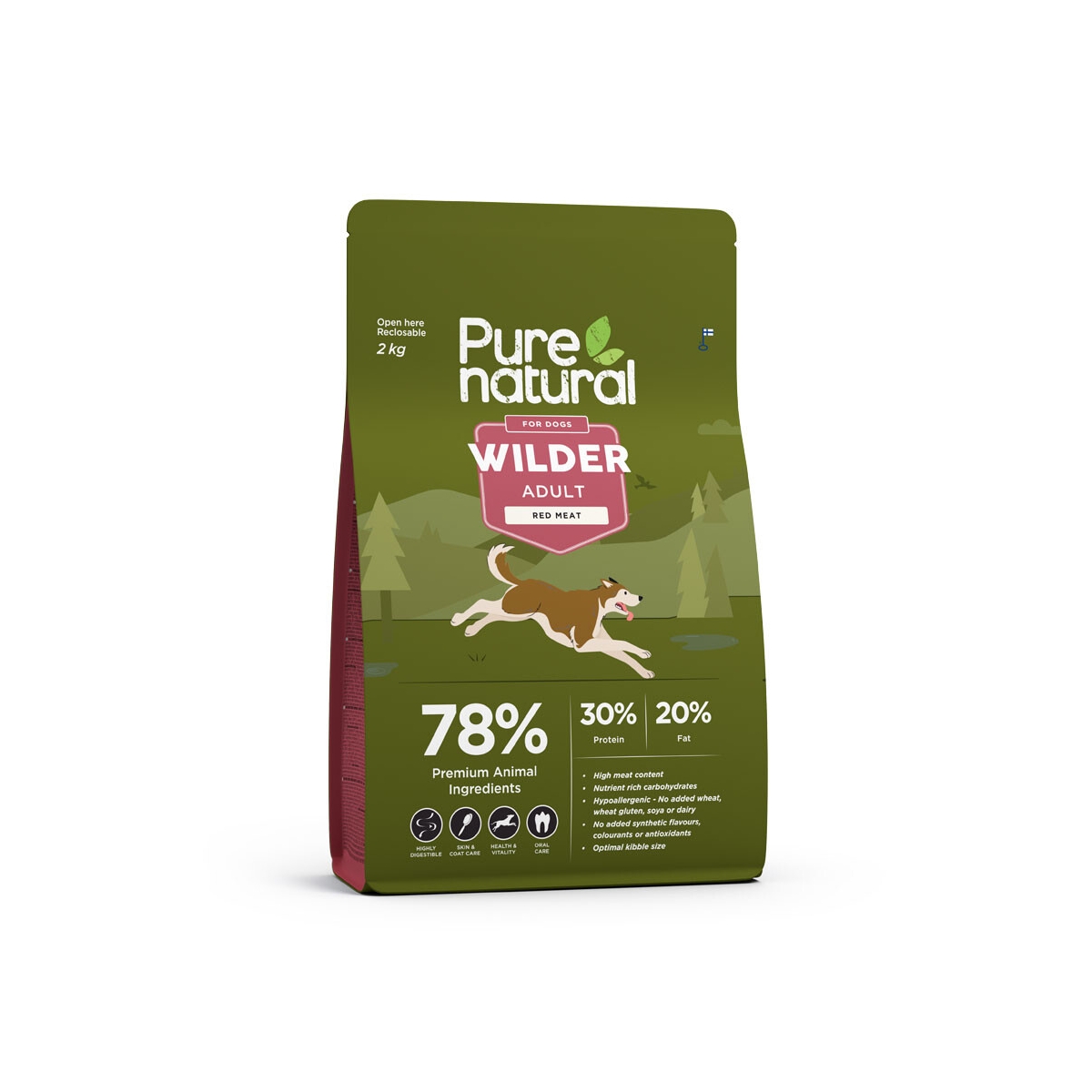 PURENATURAL WILDER SAUSAS MAISTAS ŠUNIMS SU RAUDONA MĖSA, 2 KG - 