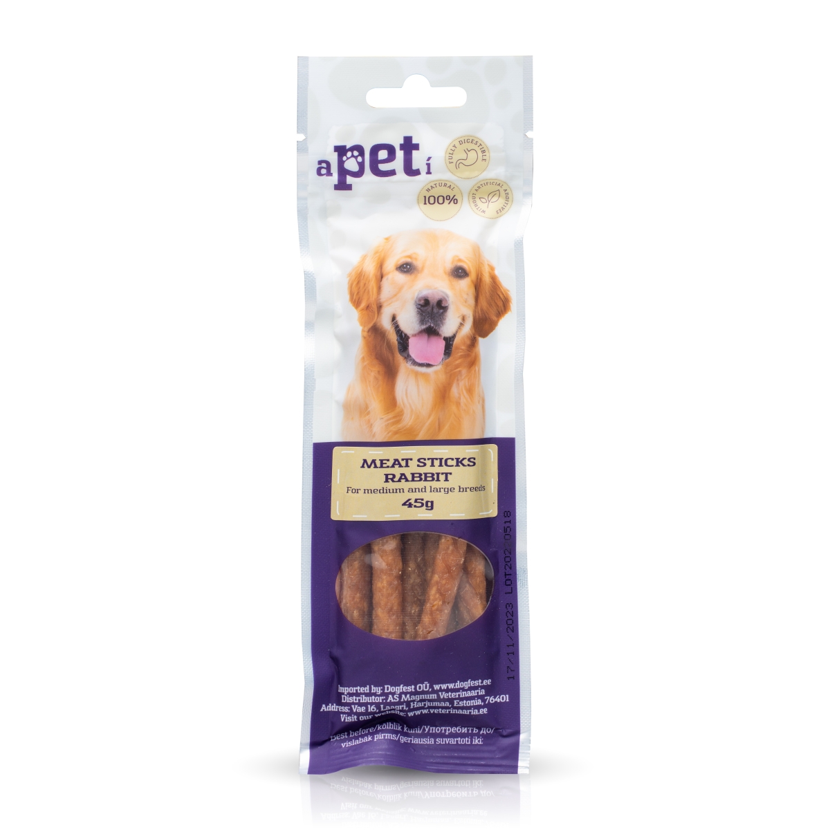 Apeti triušienos lazdelės šunims, 45 g - 