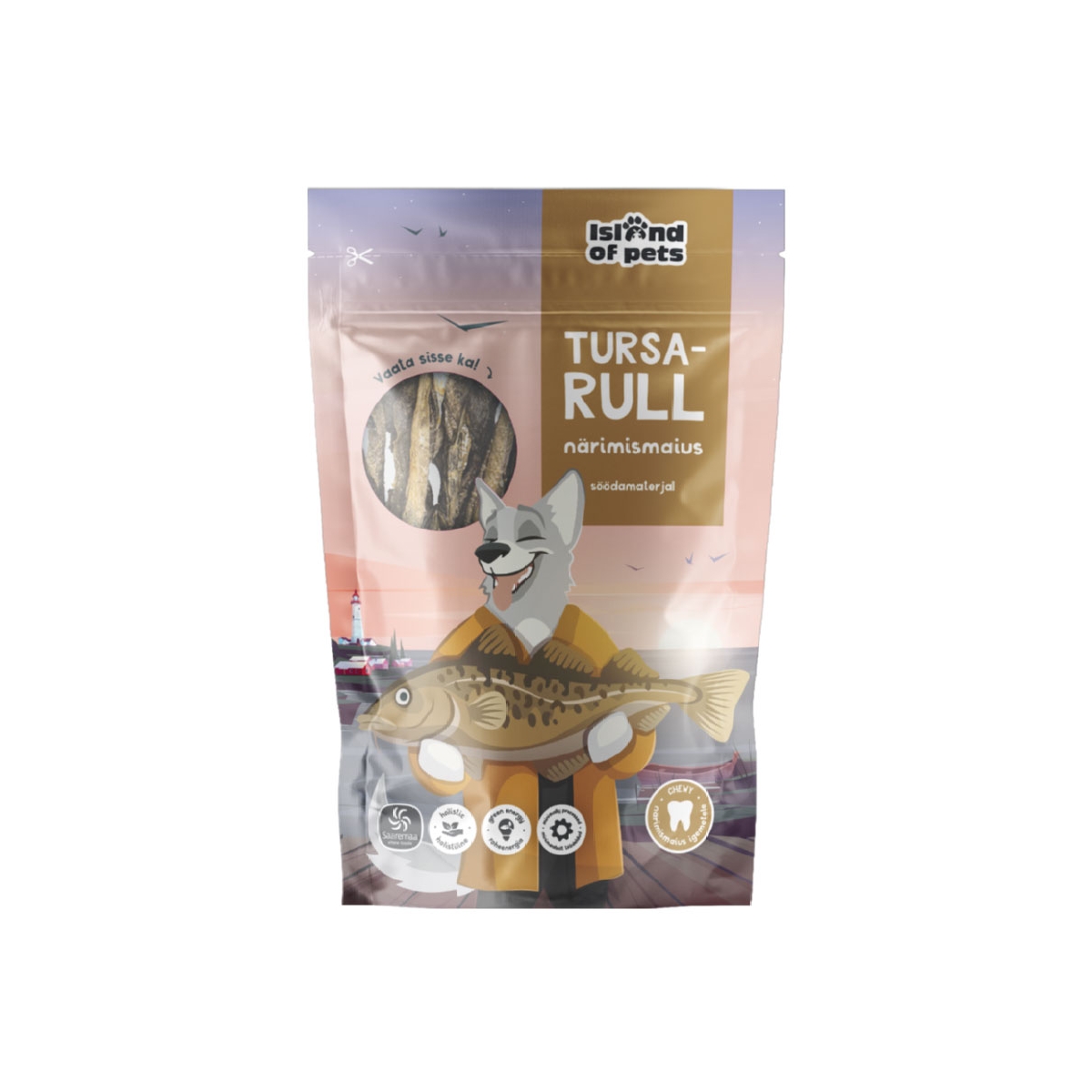 Island of Pets skanėstai - menkės odos ritinėliai, 100 g -  1