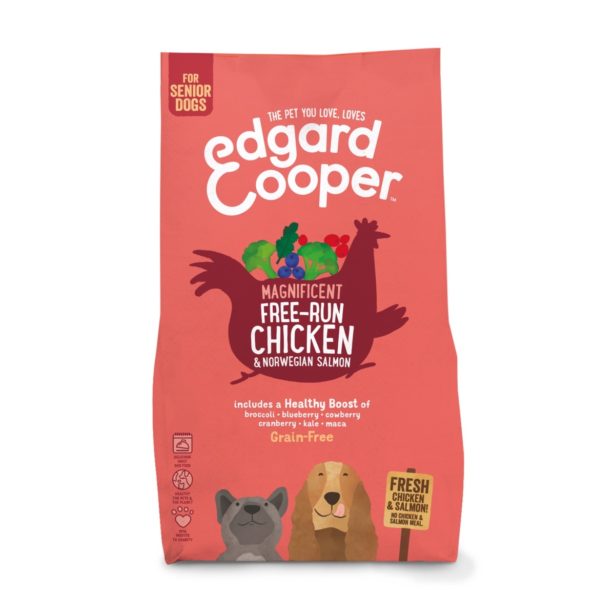 Edgard & Cooper maistas senjorams šunims su vištiena ir lašiša, 2,5kg - 