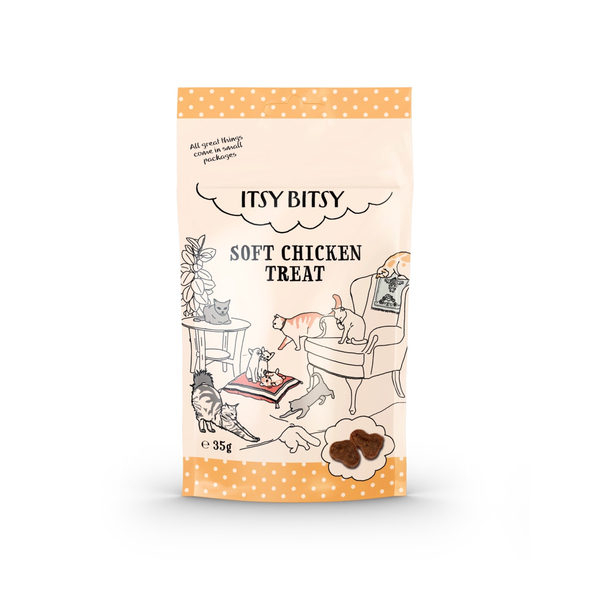 ItsyBitsy minkštas skanėstas katėms, su vištiena, 35g - 