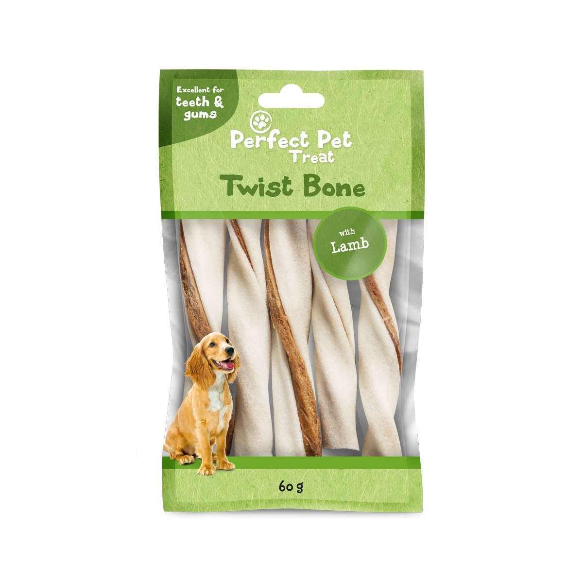 Perfect Pet Twist Bone skanėstas šunims, su ėriena, 60g - 