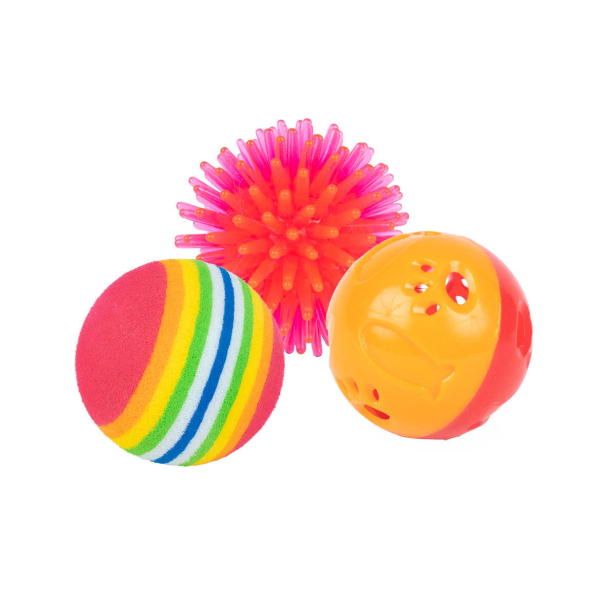 L&B PURE PURR ŽAISLAS KATĖMS SPALVOTI KAMUOLIUKAI, 3 VNT. - 