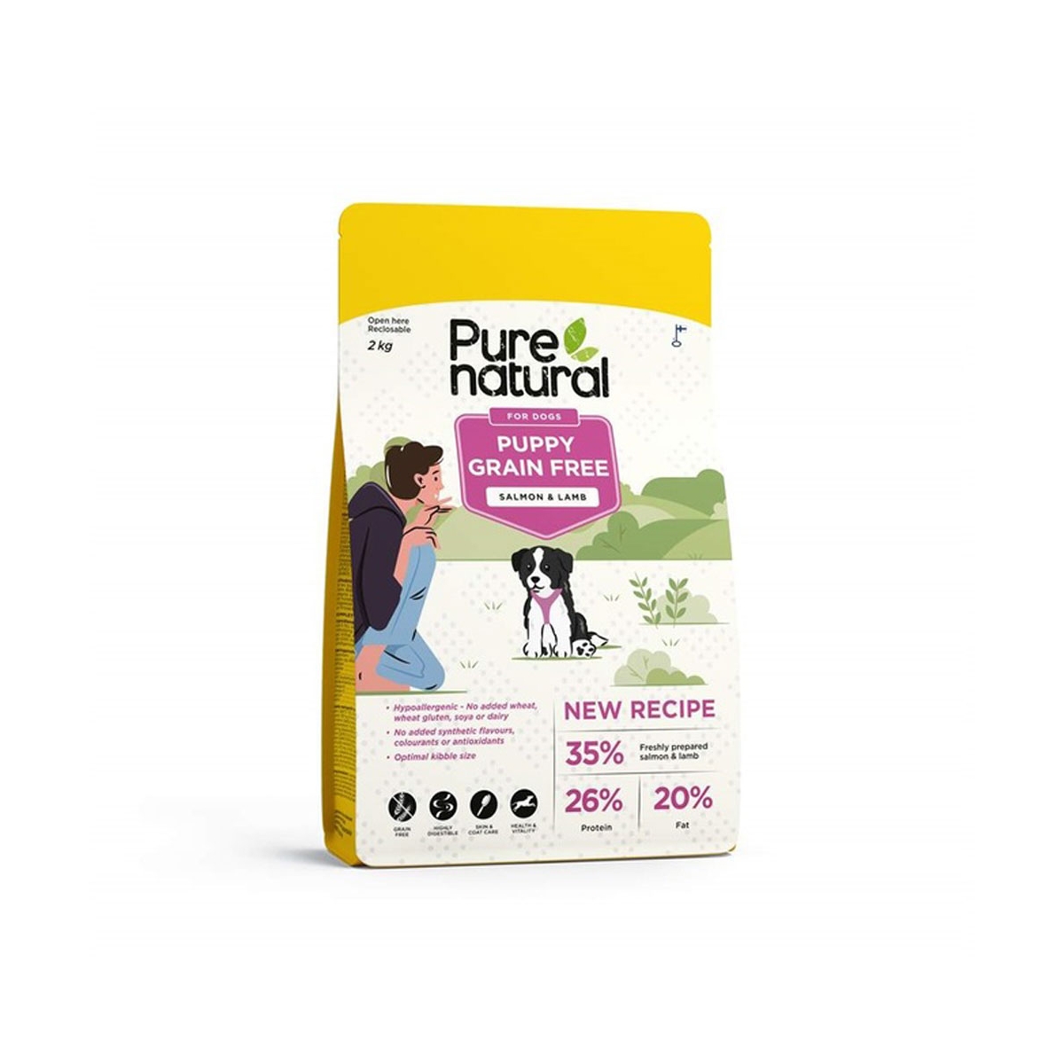 Purenatural begrūdis sausas maistas šuniukams su lašiša/ėriena, 2 kg - 