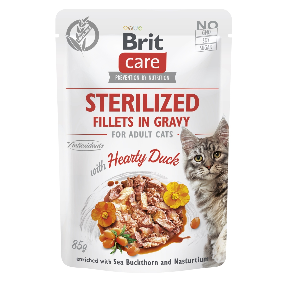 Brit Care konservai sterilizuotoms katėms su antiena, 85 g - 