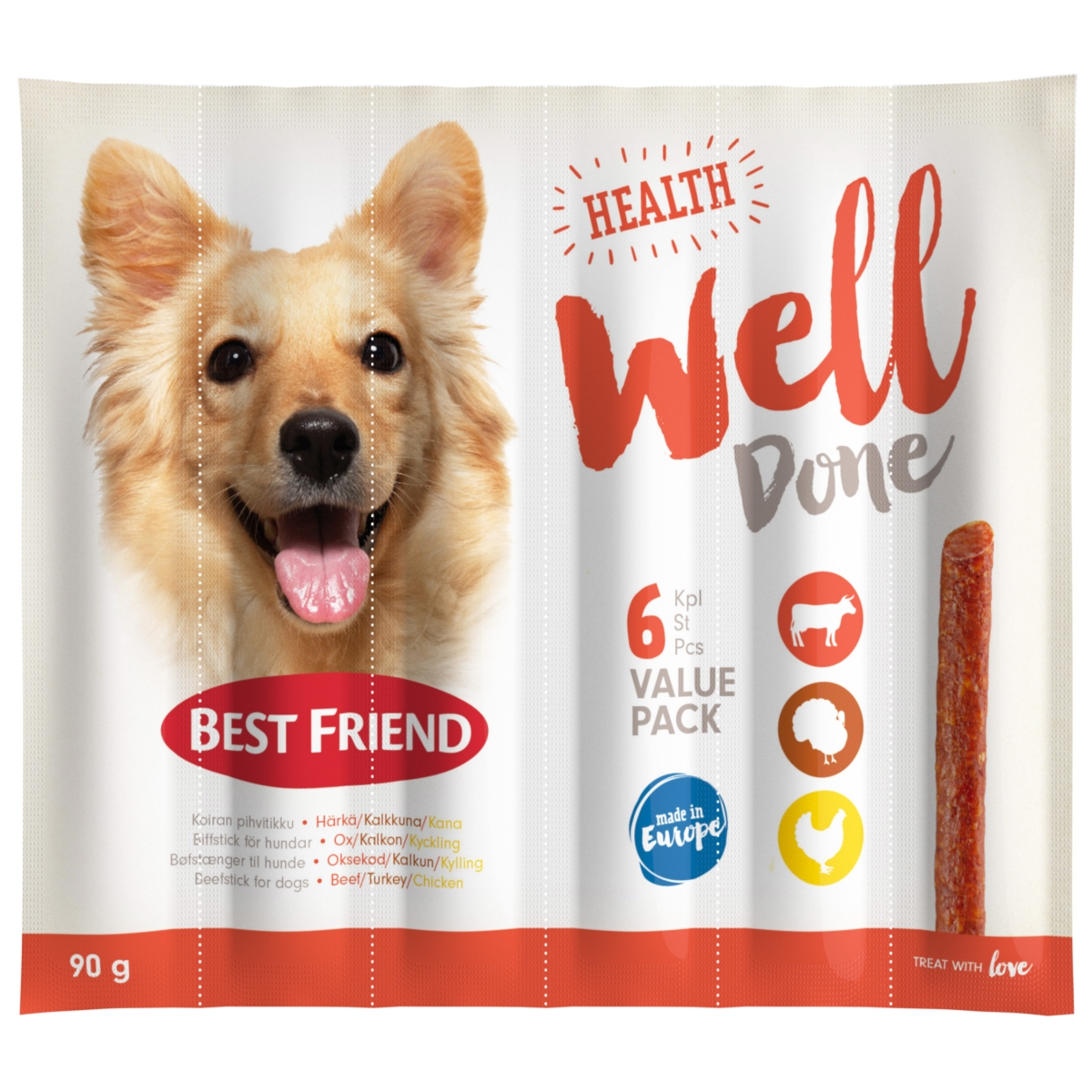 Best Friend lazdelės su jautiena/pakštiena, 6 vnt. - 