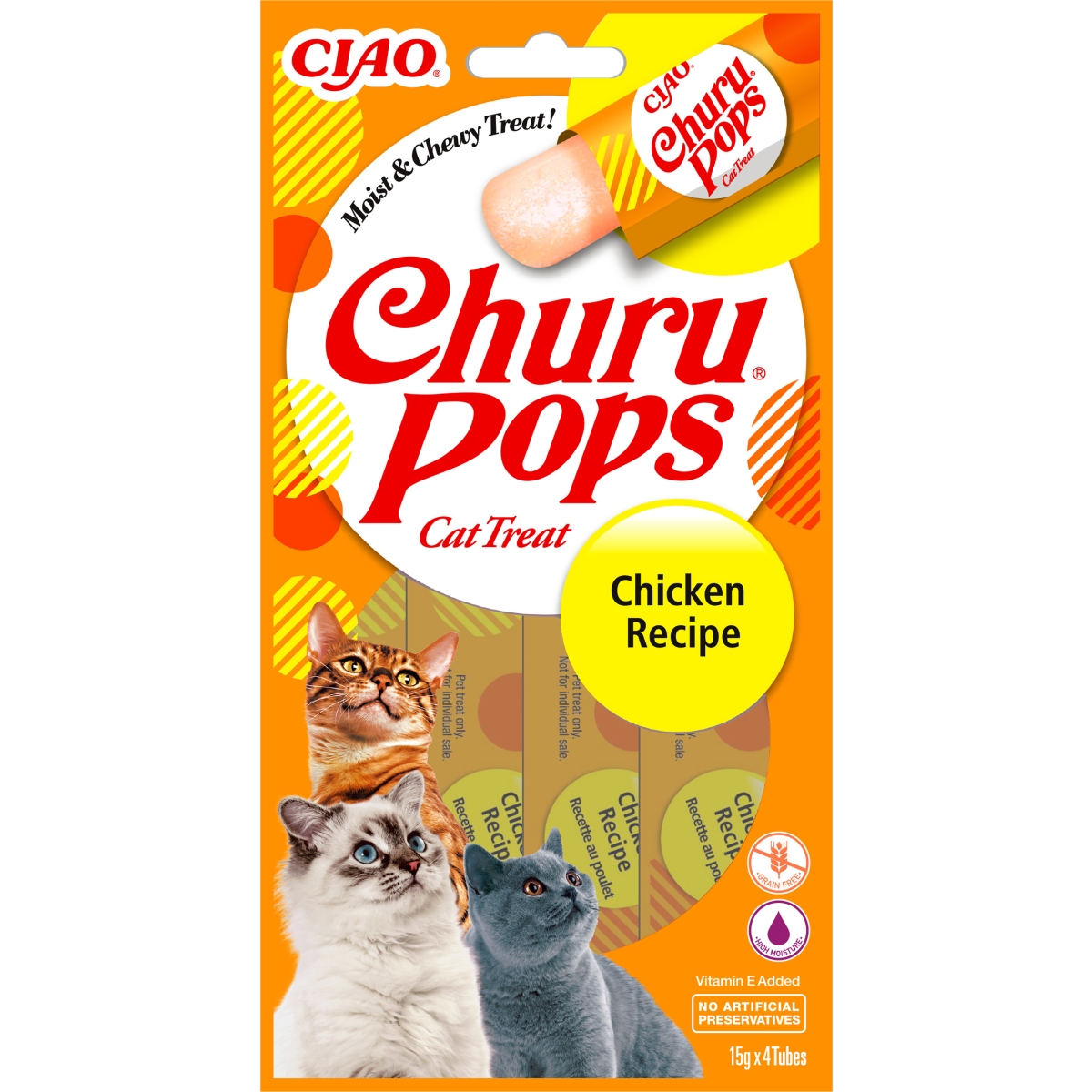 CHURU POPS SKANĖSTAI KATĖMS SU VIŠTIENA, 4 VNT - 