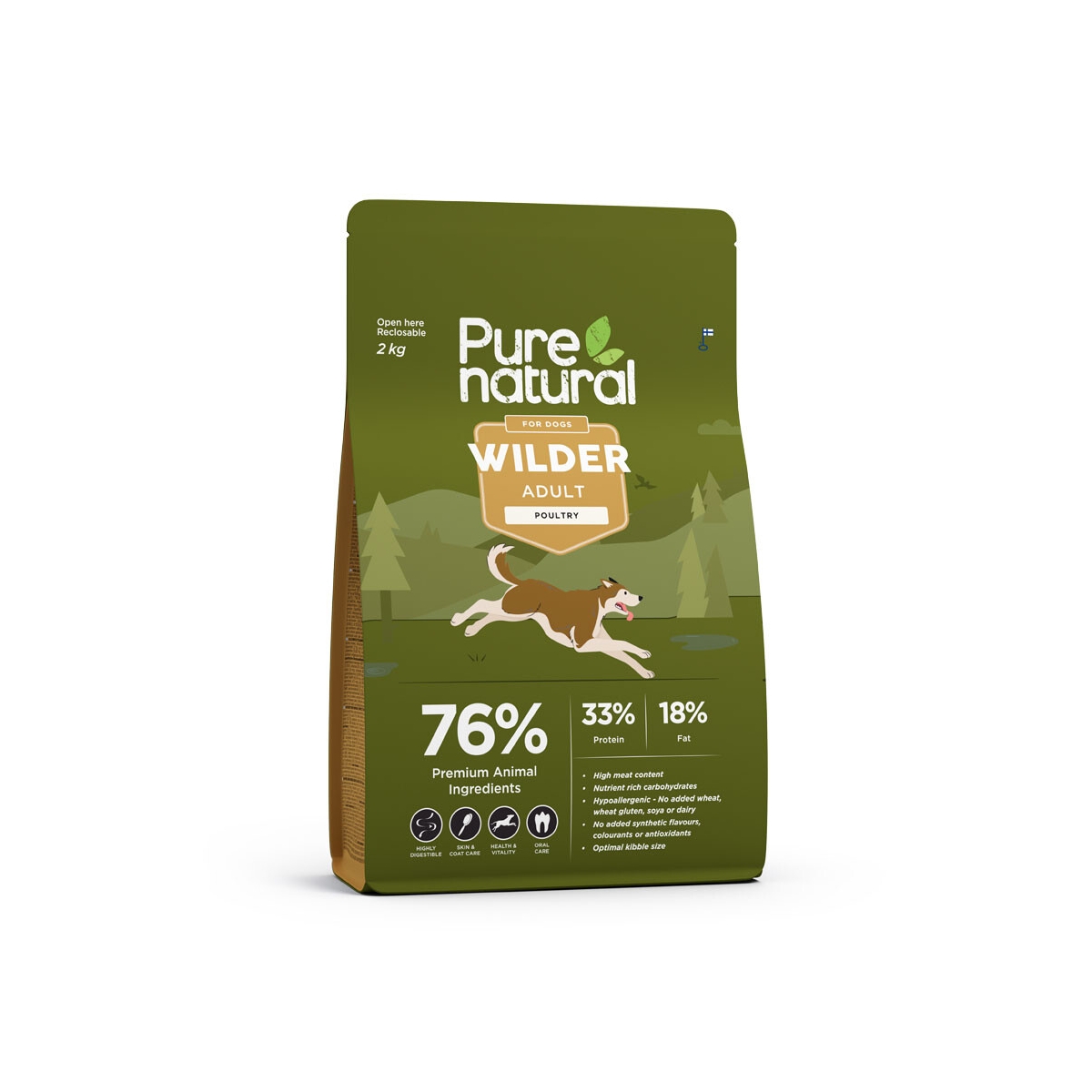 PURENATURAL WILDER SAUSAS MAISTAS ŠUNIMS SU PAUKŠTIENA, 2 KG - 