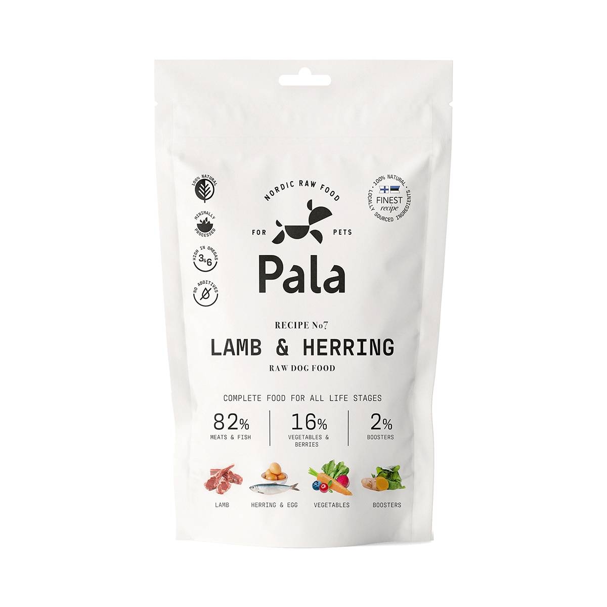 Pala visavertis šunų maistas su ėriena ir silke, 100 g - 