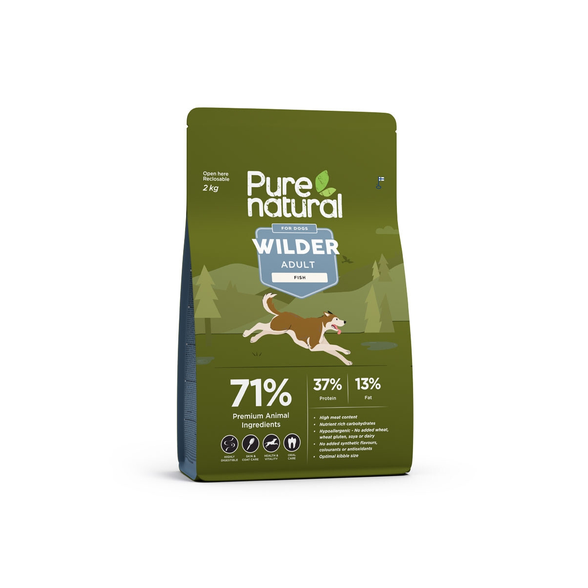 PURENATURAL WILDER SAUSAS MAISTAS ŠUNIMS SU ŽUVIMI, 2 KG - 