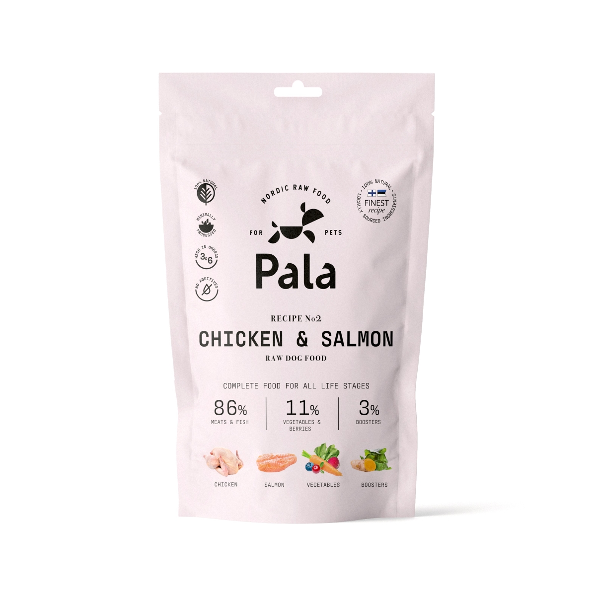 Pala Raw Food maistas šunims su vištiena ir lašiša, 100g. - 