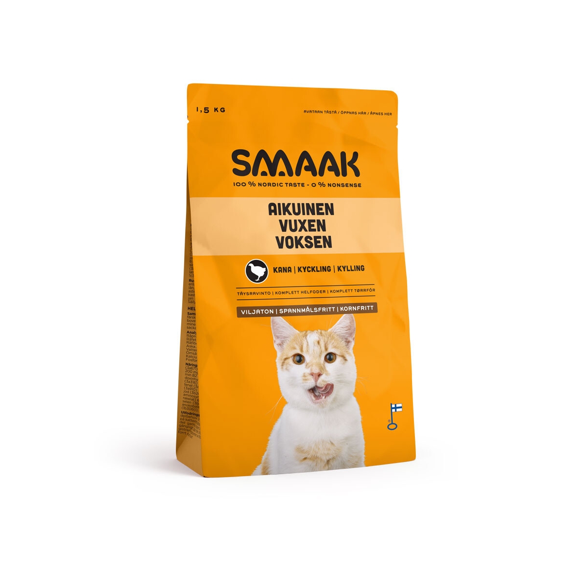 SMAAK sausas maistas suaugusioms katėms be grūdų, su vištiena, 1,5kg - 