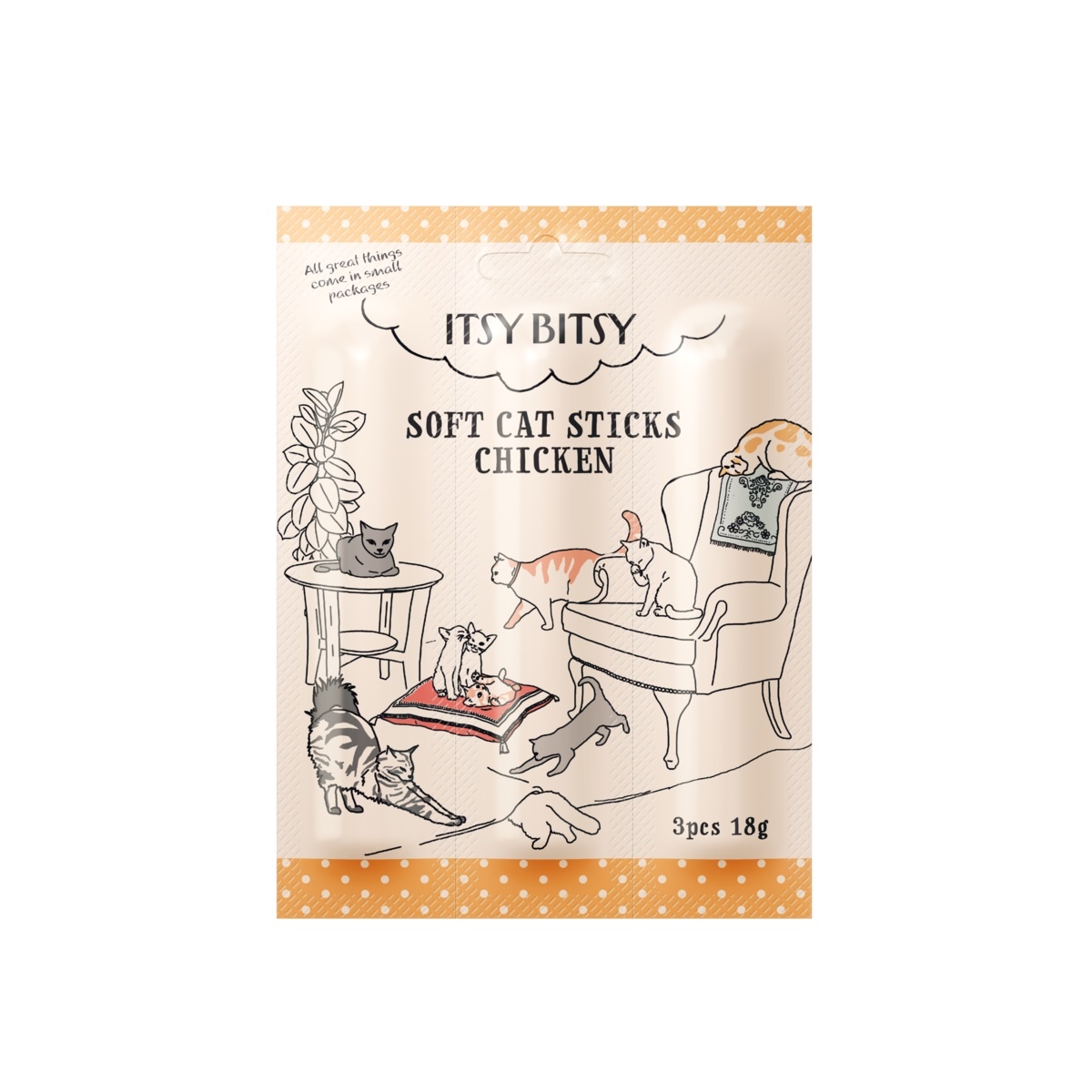 ItsyBitsy kačių skanėstas – lazdelės su vištiena, 3 vnt.(18 g) - 