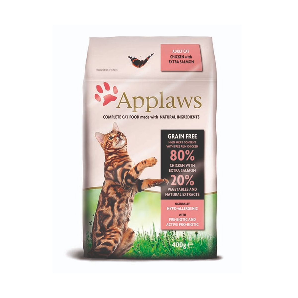 Applaws Adult Cat sausas maistas katėms su vištiena ir lašiša, 400 g - 