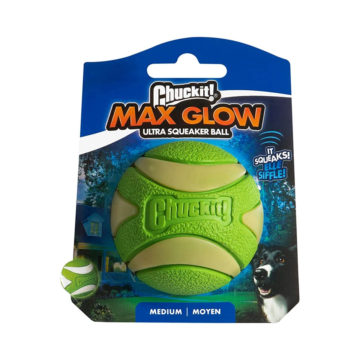 Chuckit Max Glow Ultra tamsoje šviečiantis kamuoliukas, 6,5 cm -  1