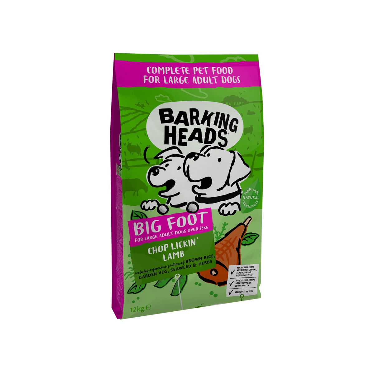 Barking Heads Chop Lickin' Lamb maistas didelių veislių šunims. 12 kg