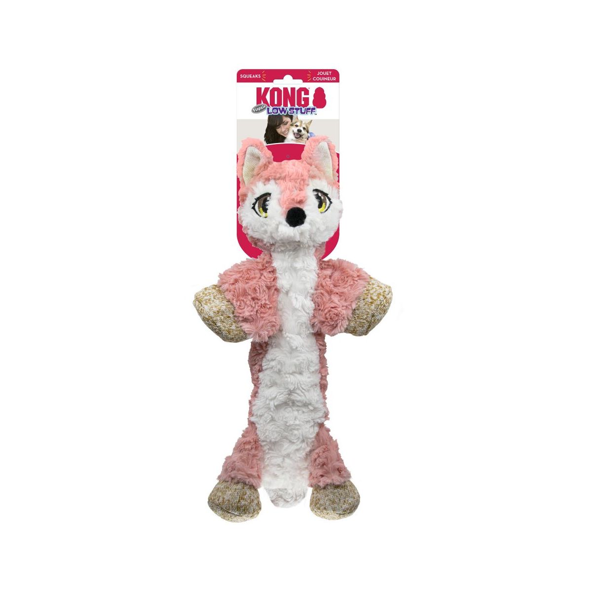 KONG Low Stuff Flopzie minkštas žaislas-lapė, XL dydis -  1